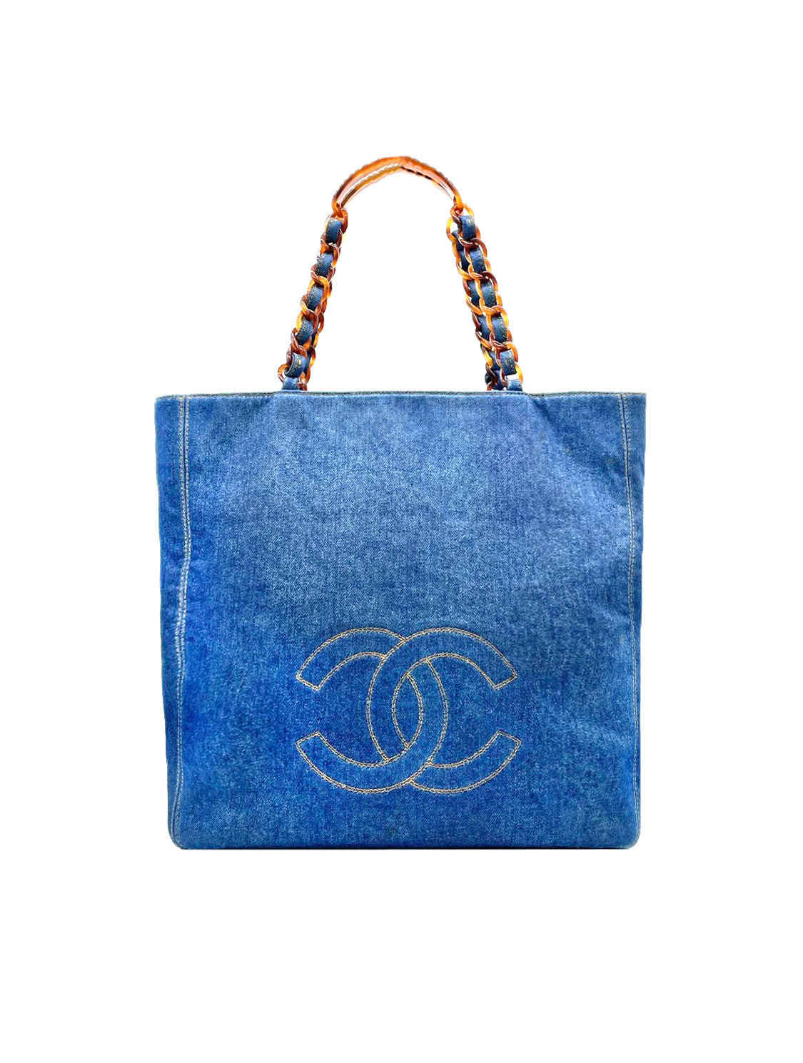 Chanel Medium Blue Denim CC Stitch Tote Bag