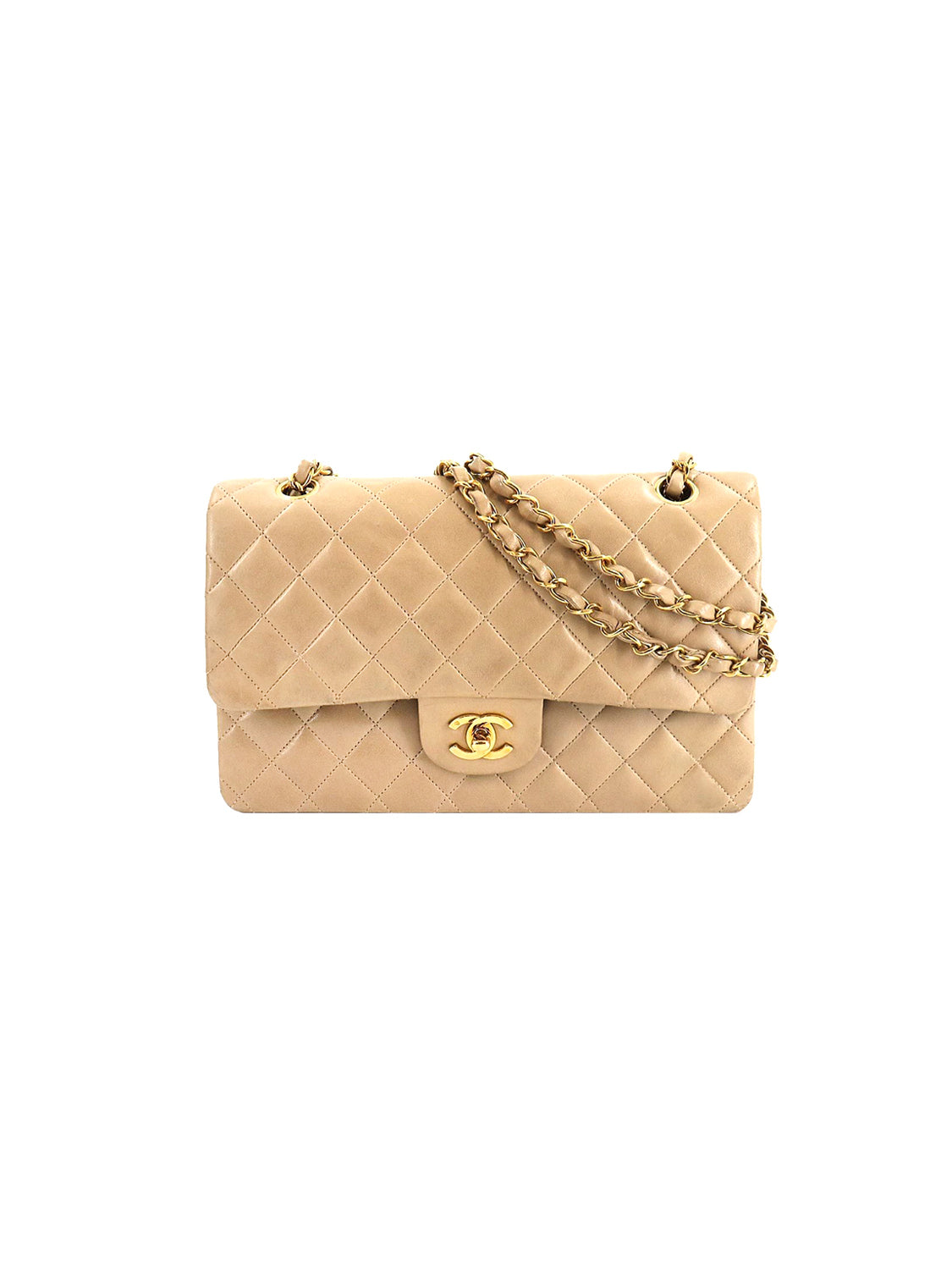 Chanel Tan Leather Chain Flap Bag