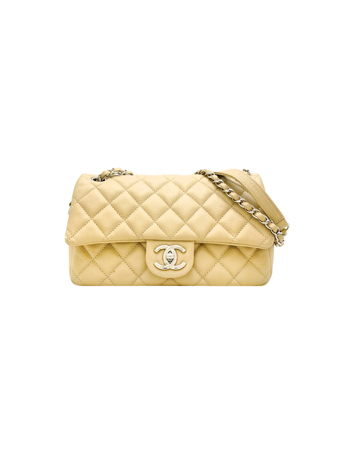 Chanel 2013/2014 Beige Matresse Pebble Leather Flap Bag