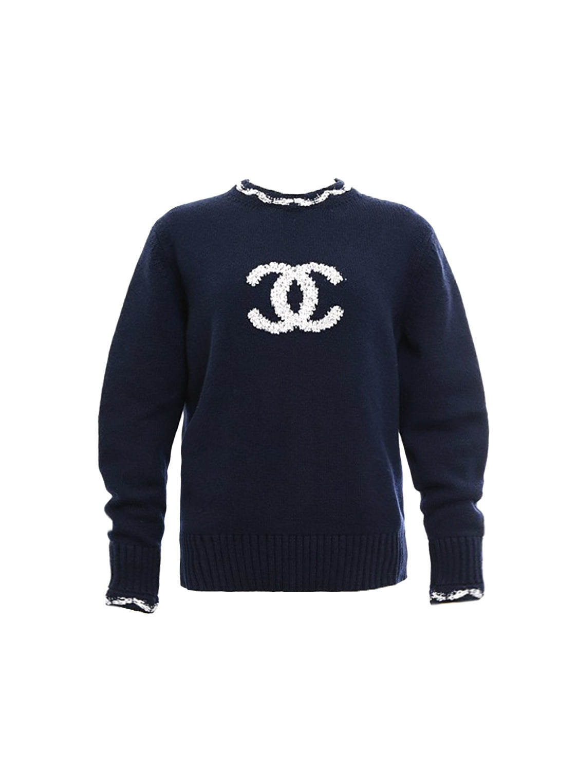 Chanel 1990s Rare Gray Wool CC Sweater · INTO