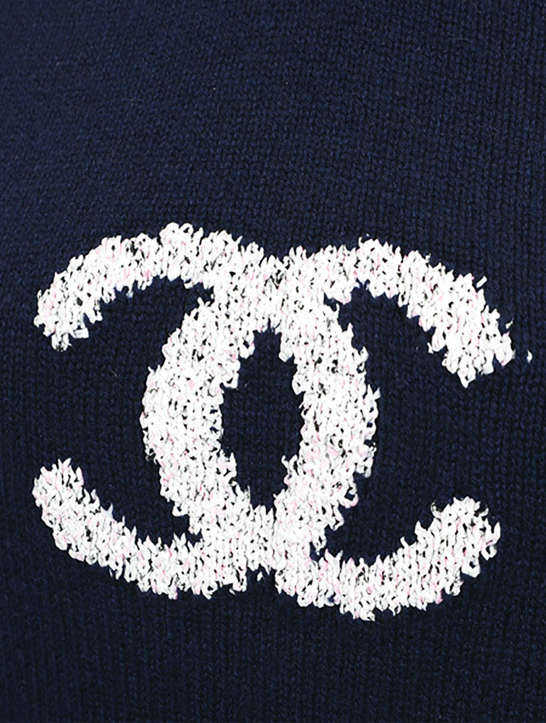 Chanel 1990s Rare Knit Navy CC Pullover