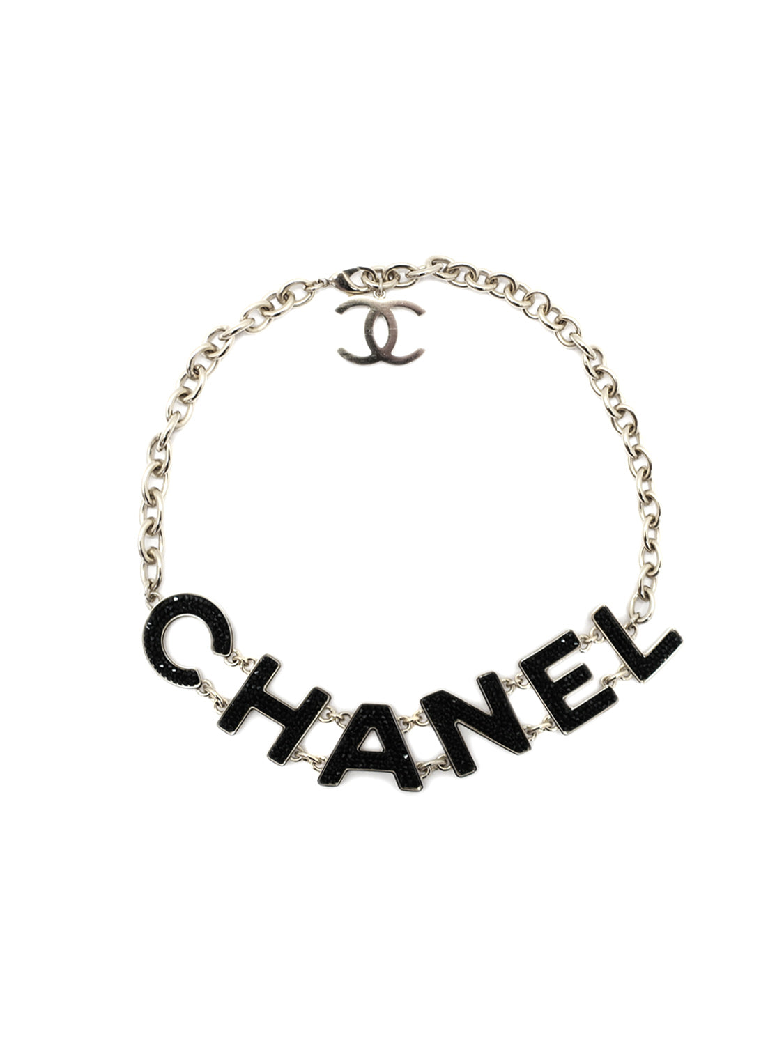 Chanel Ribbon Bow CC Crystal Pearl Chain Necklace Silver Tone 22B – Coco  Approved Studio