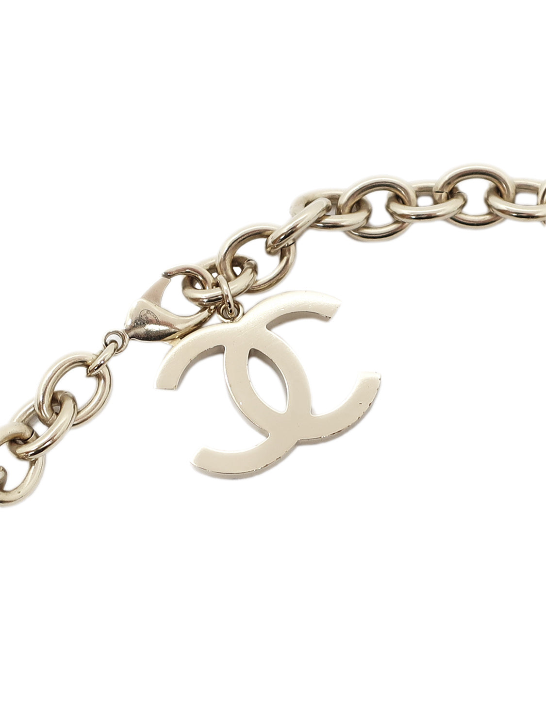 Chanel 2018 Silver Chain Letter Charm Necklace · INTO