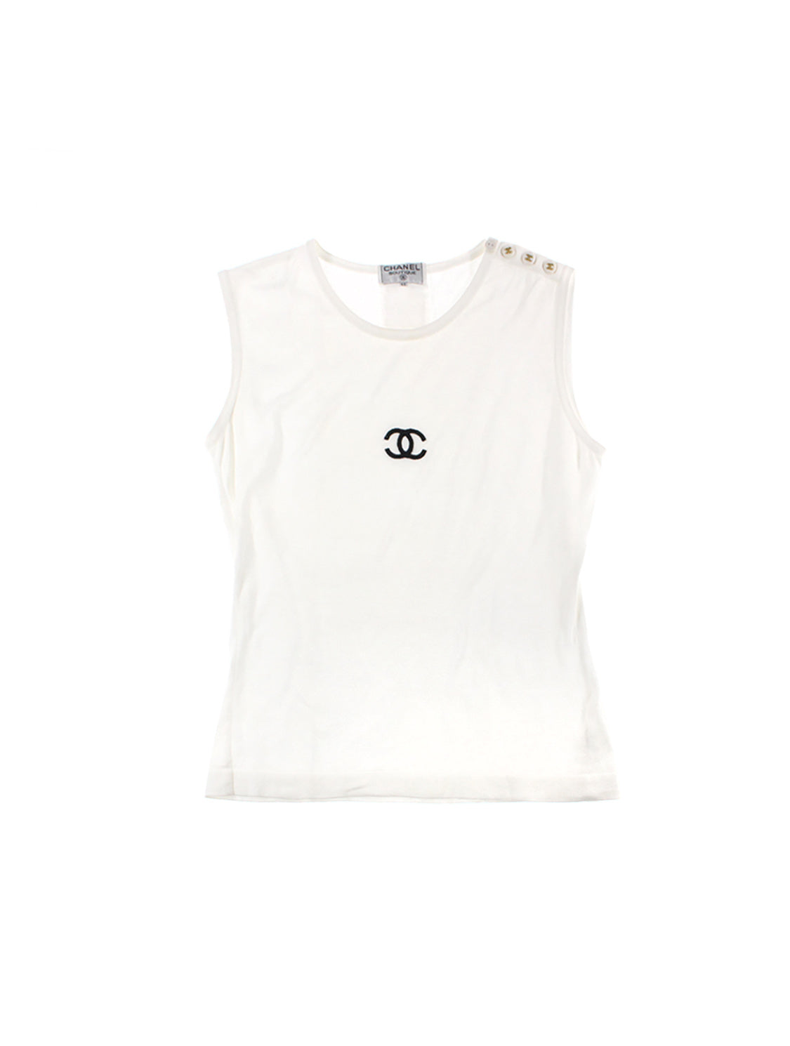 Chanel White Logo Cotton Tank