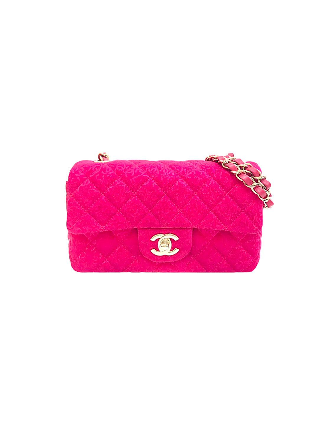 Chanel 2021 Rare Pink CC Print Fabric Flap Bag