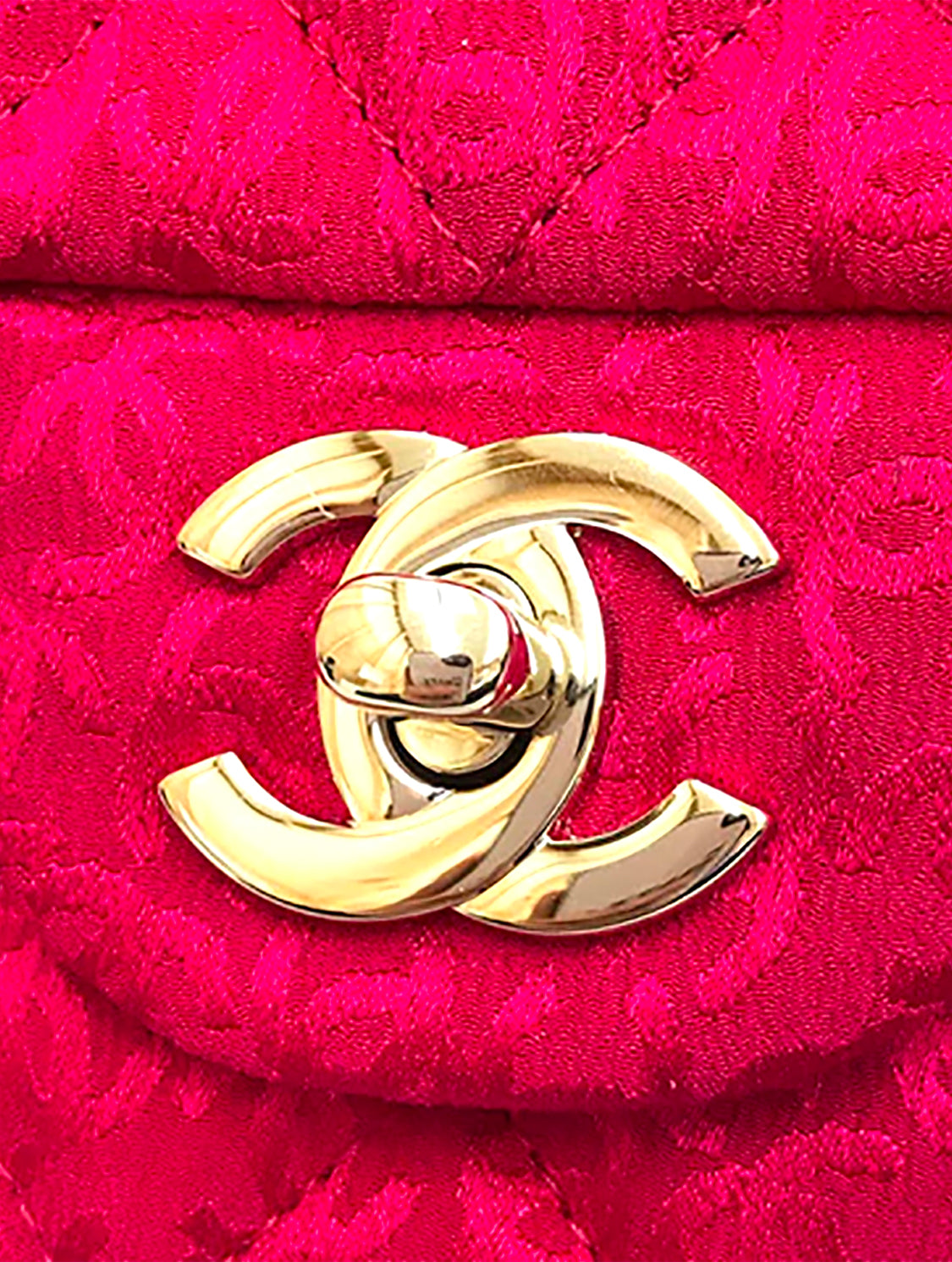 Chanel 2021 Rare Pink CC Print Fabric Flap Bag