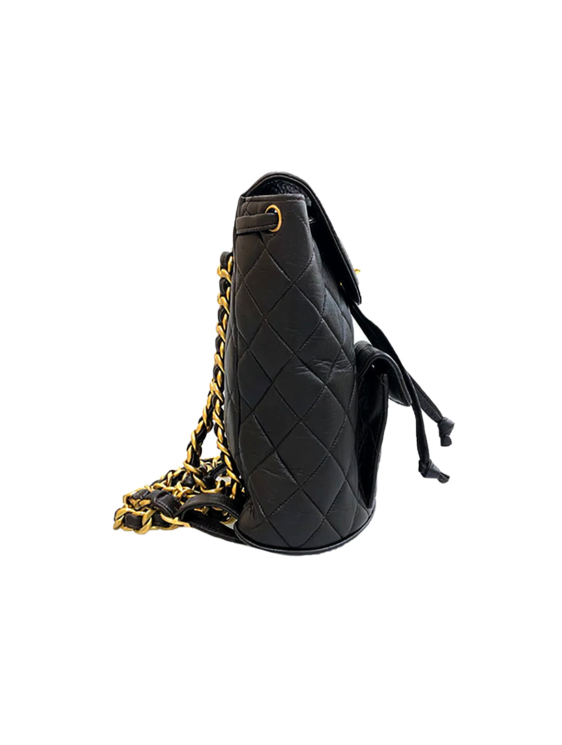 Chanel 2000s Quilted Double CC Black Chain Backpack · INTO