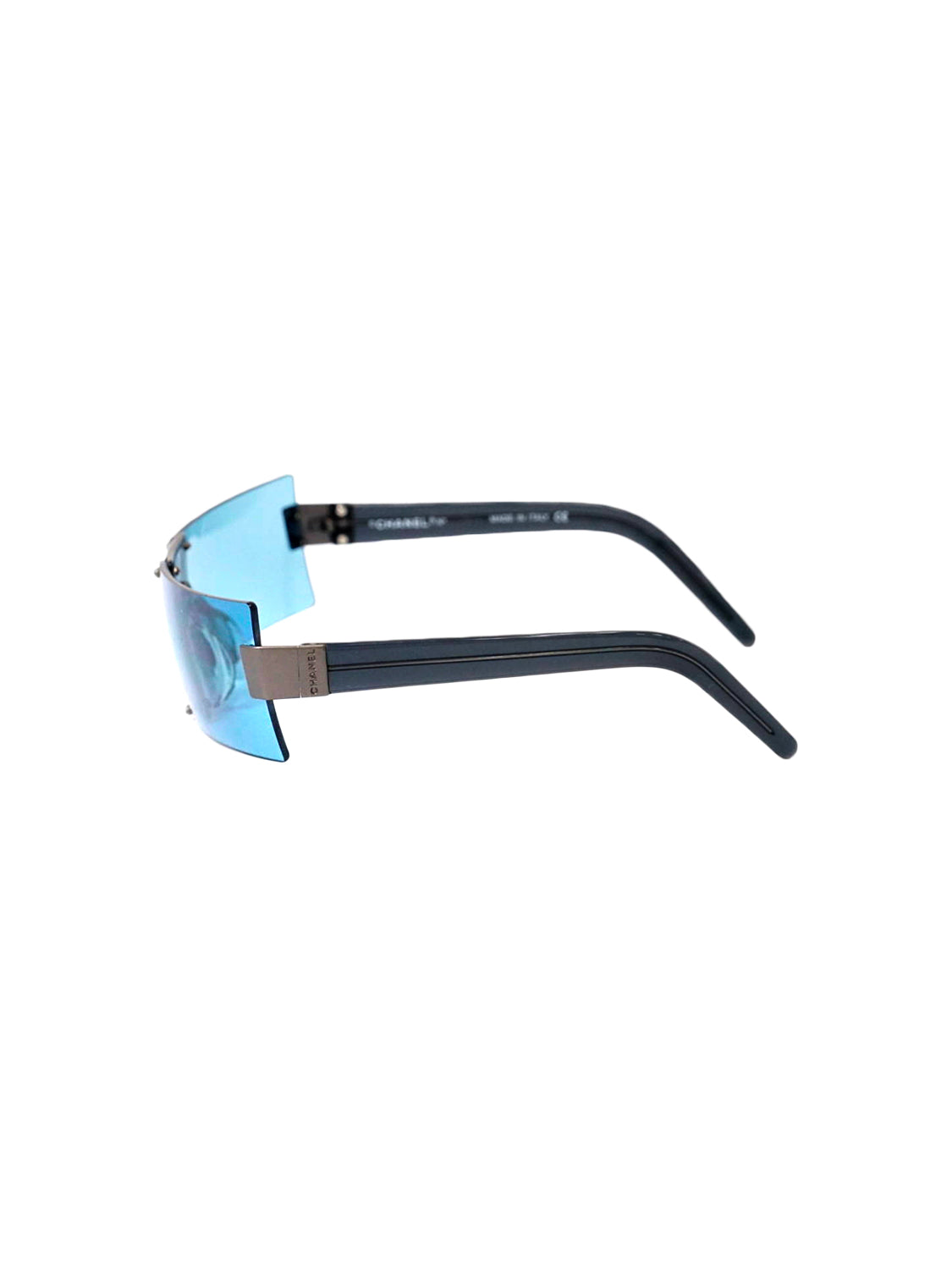 Chanel 2000s Blue Rectangular Visor Sunglasses