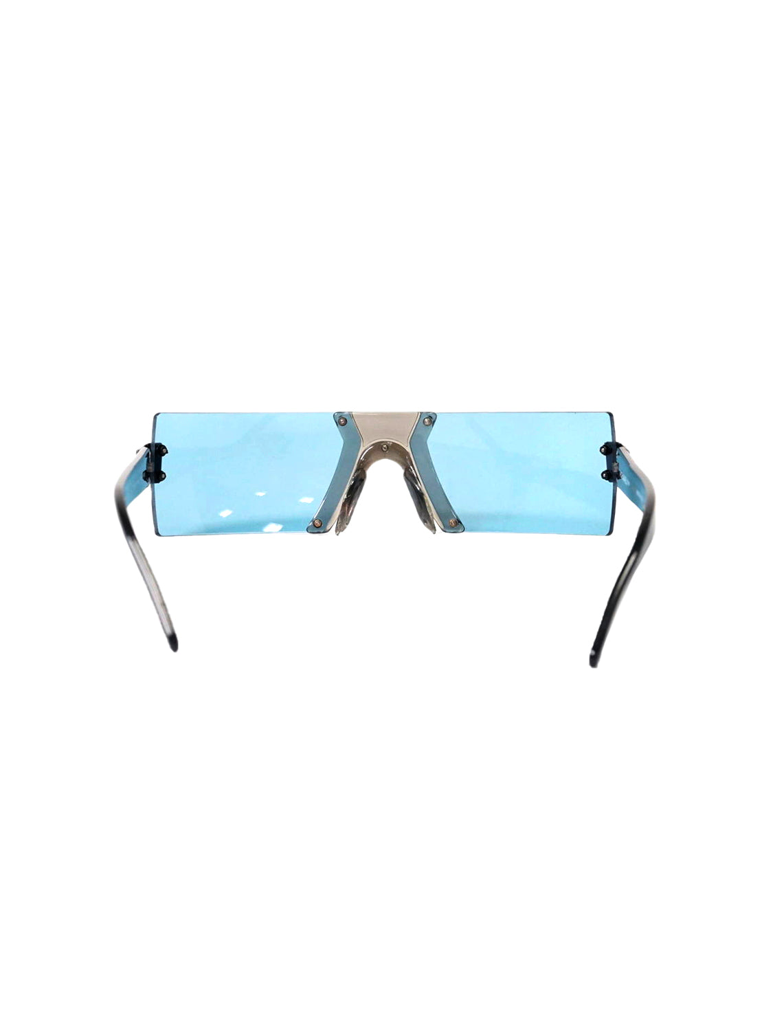 Chanel 2000s Blue Rectangular Visor Sunglasses