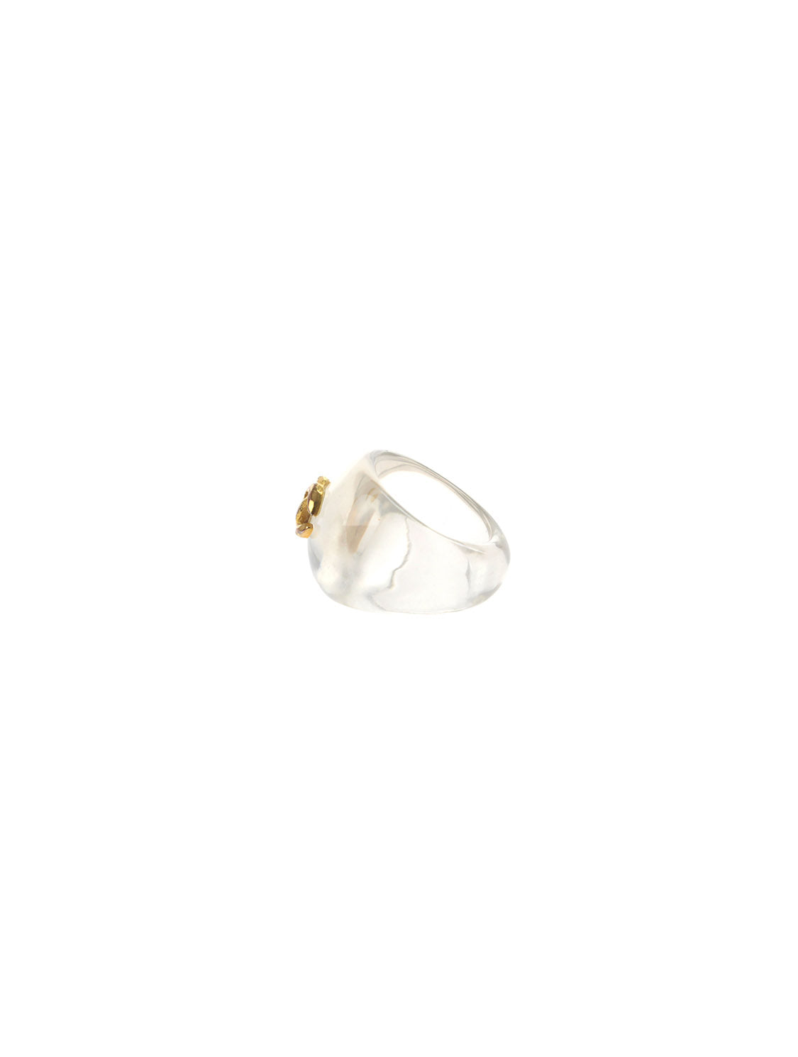 Chanel 2000s Clear Resin Gold CC Ring