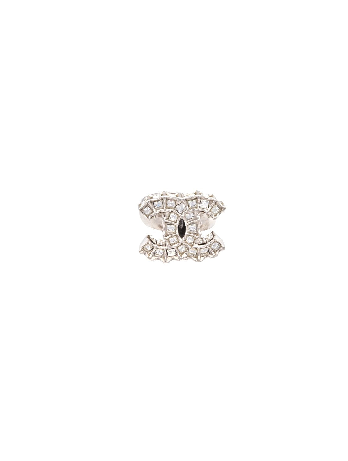 Chanel Silver CC Rhinestone Ring