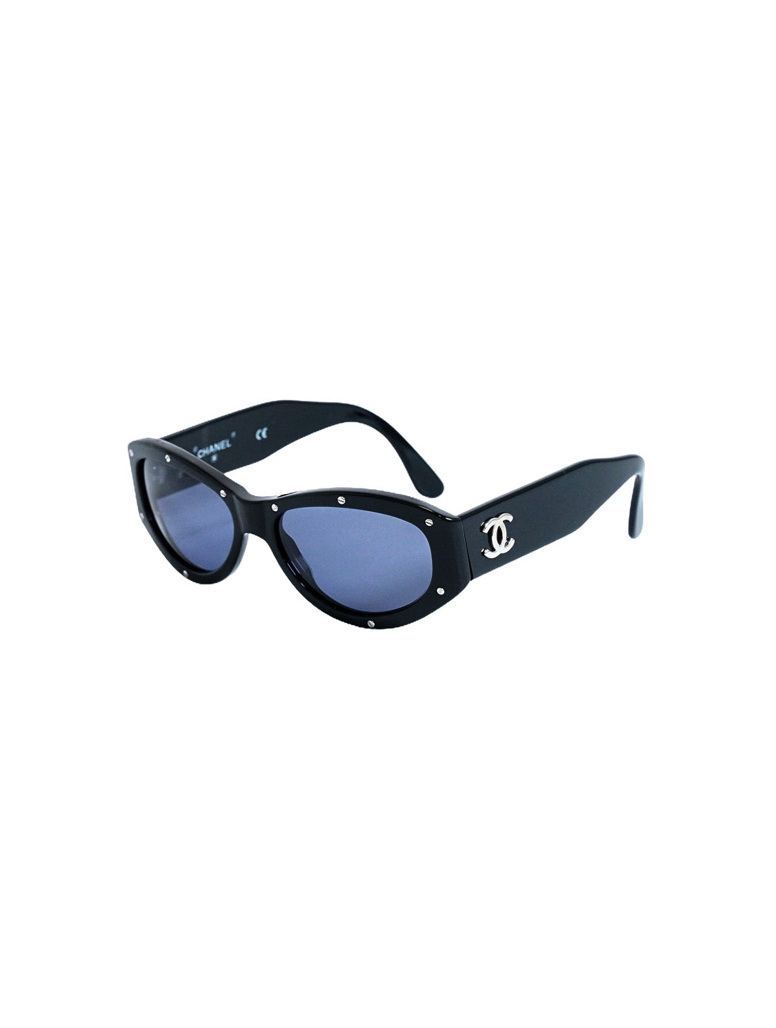 Chanel 2010s Black Logo Sunglasses · INTO
