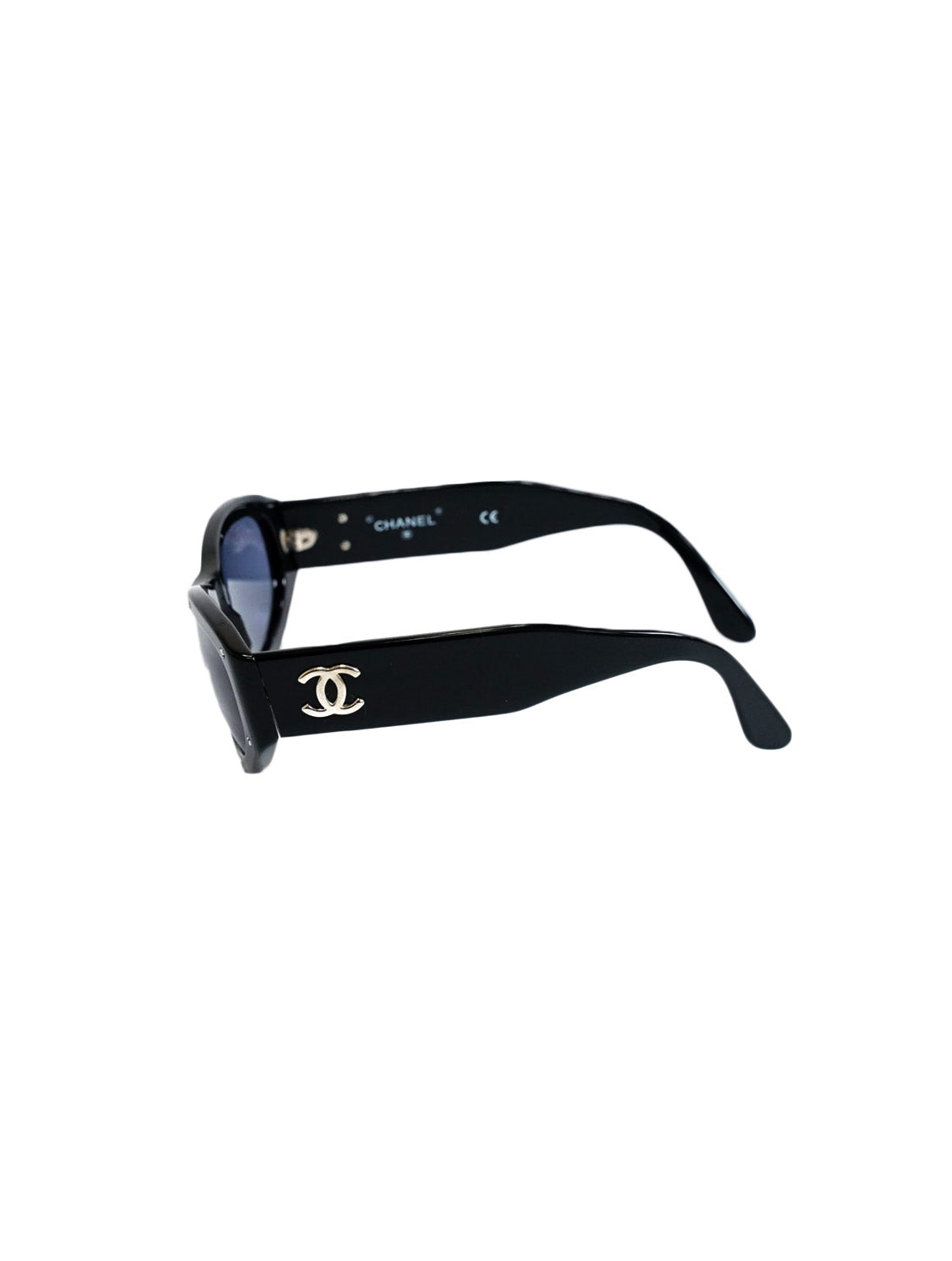 Chanel 2000s Rare Black CC Silver Hardware Sunglasses