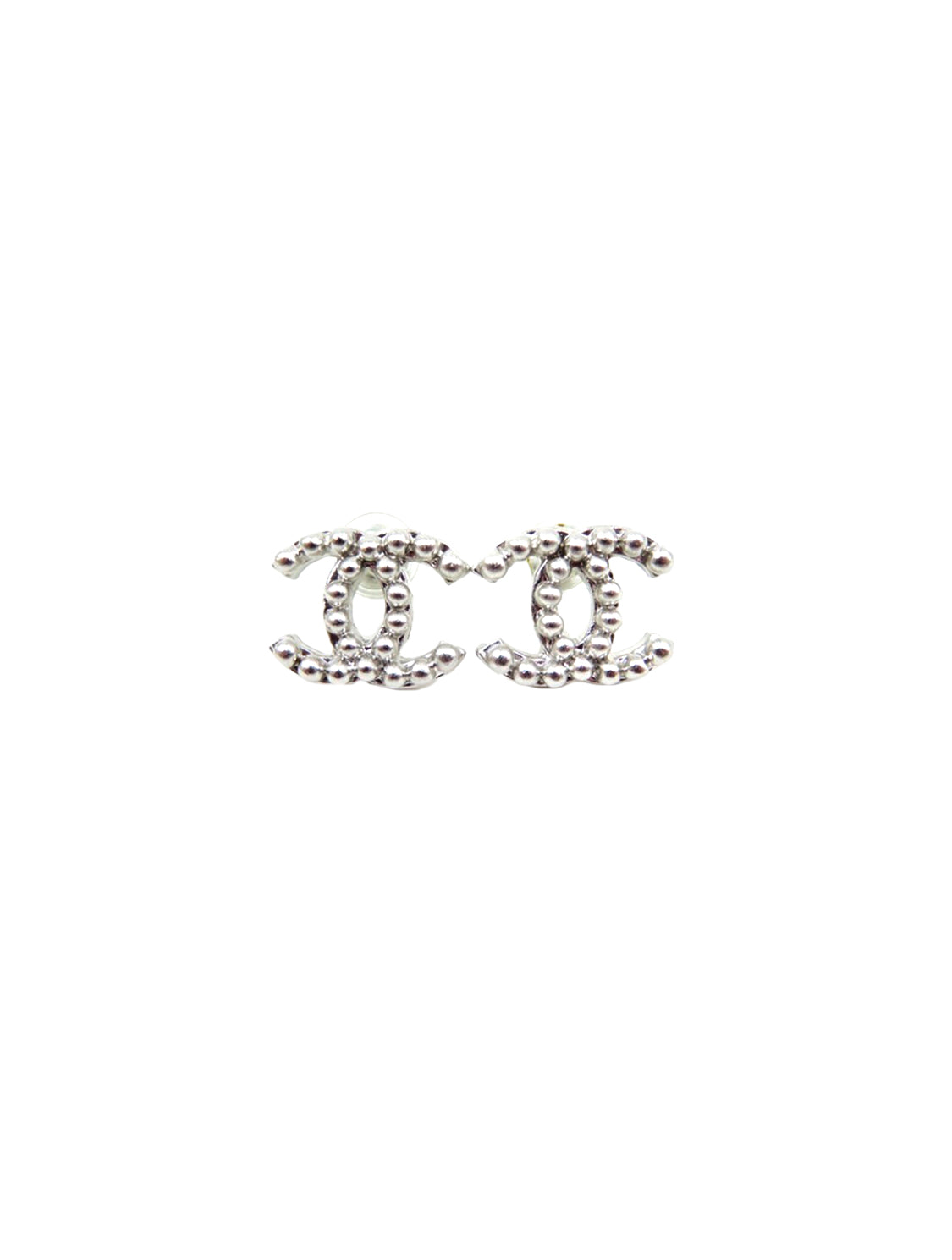 Chanel Silver Pearl CC Earrings · INTO
