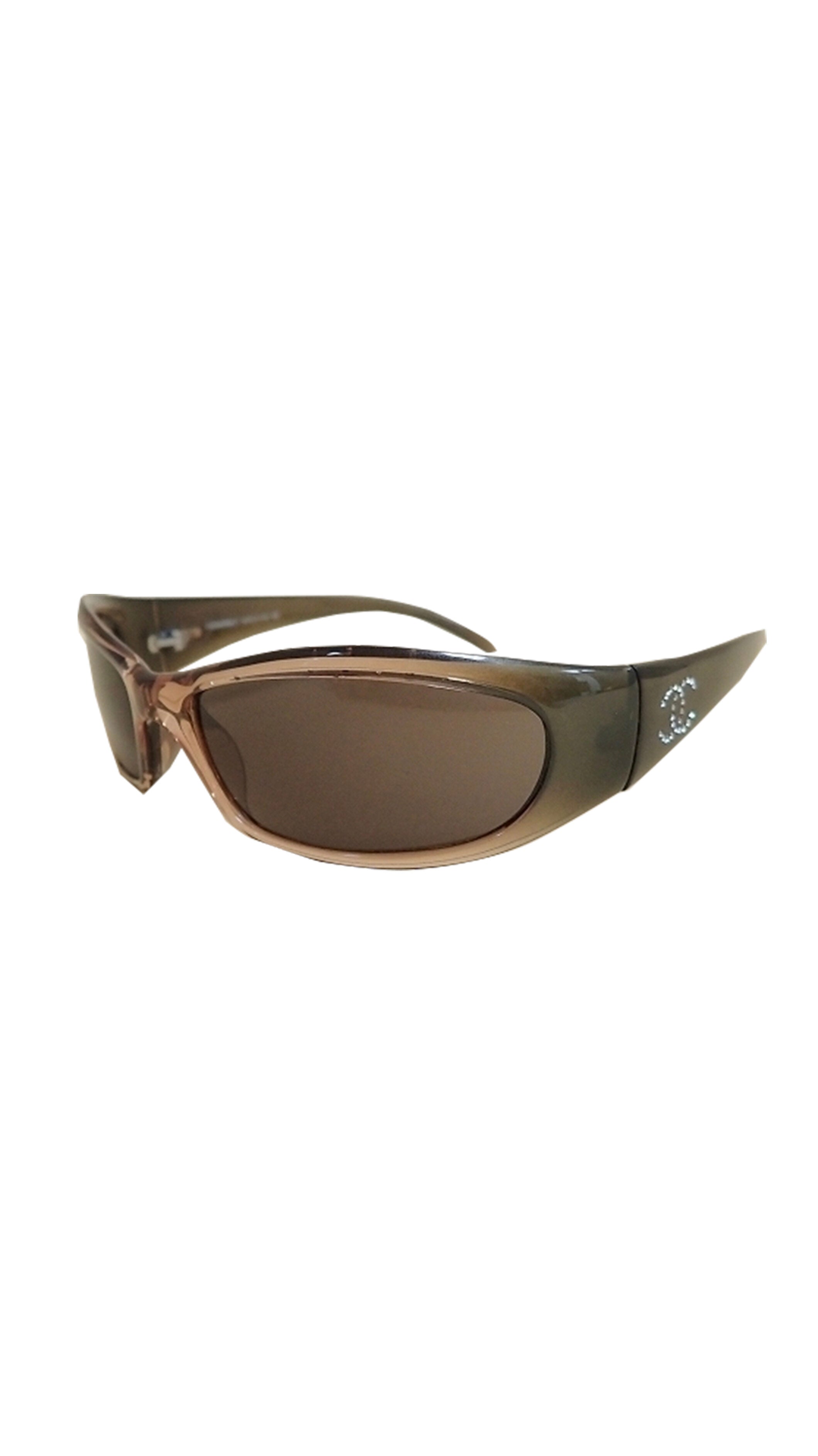 Chanel 2000s Black Gold Gradient Visor Sunglasses