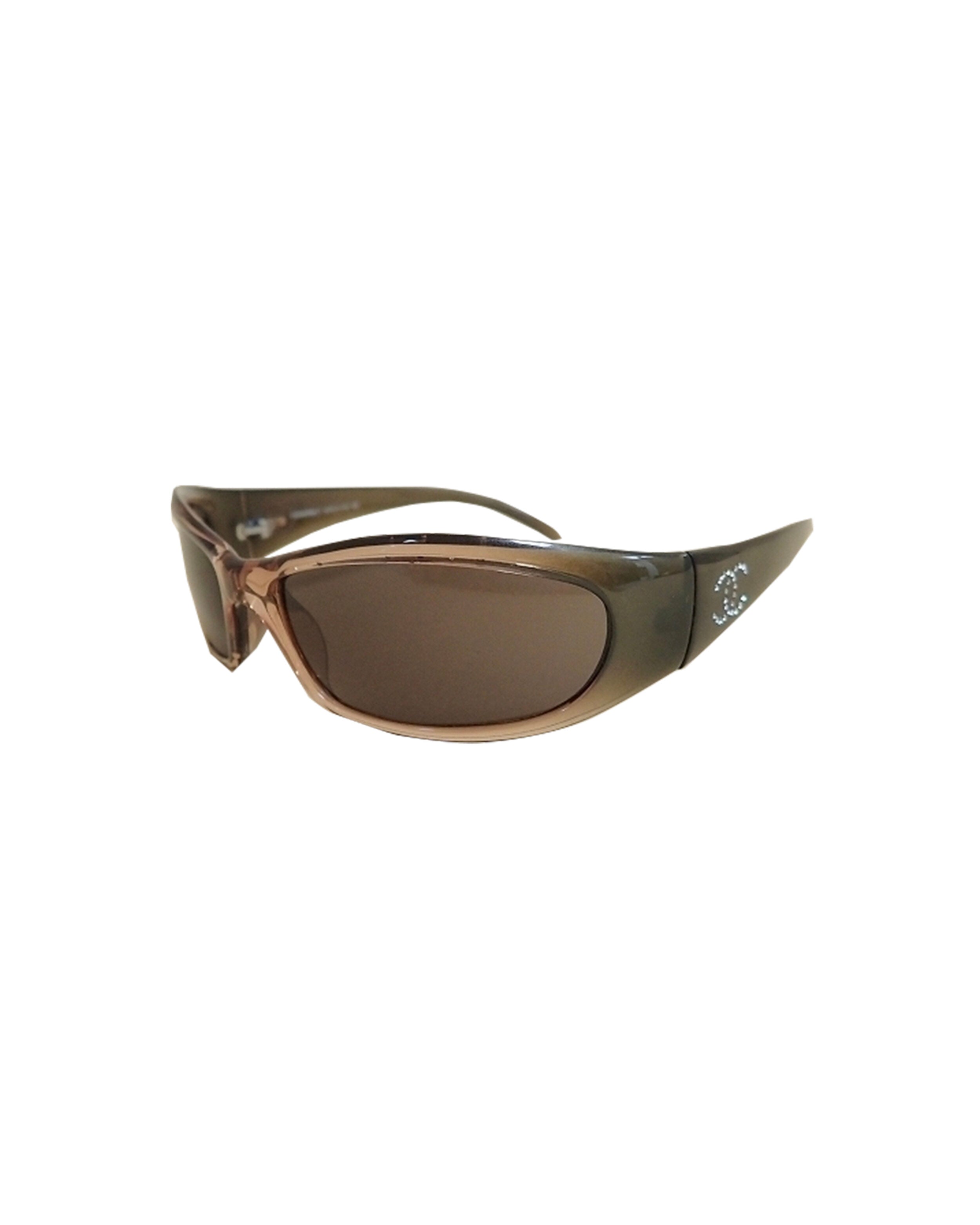 Chanel 2000s Black Gold Gradient Visor Sunglasses