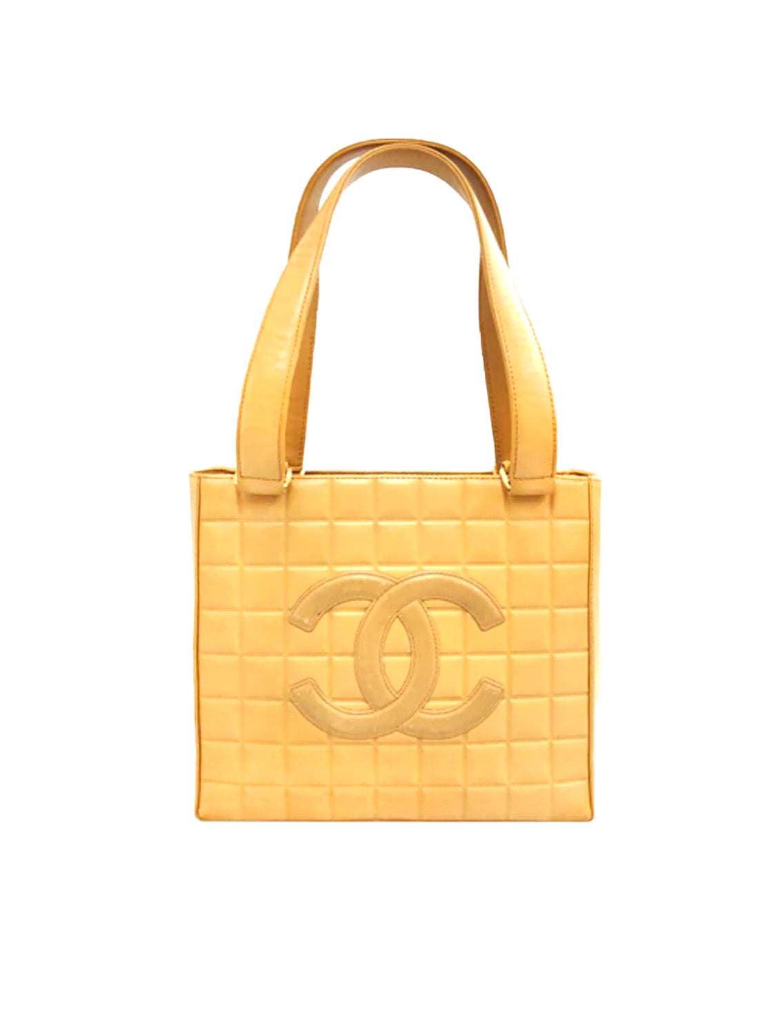 Chanel Yellow Quilted Patent Leather Mini Square Flap Bag