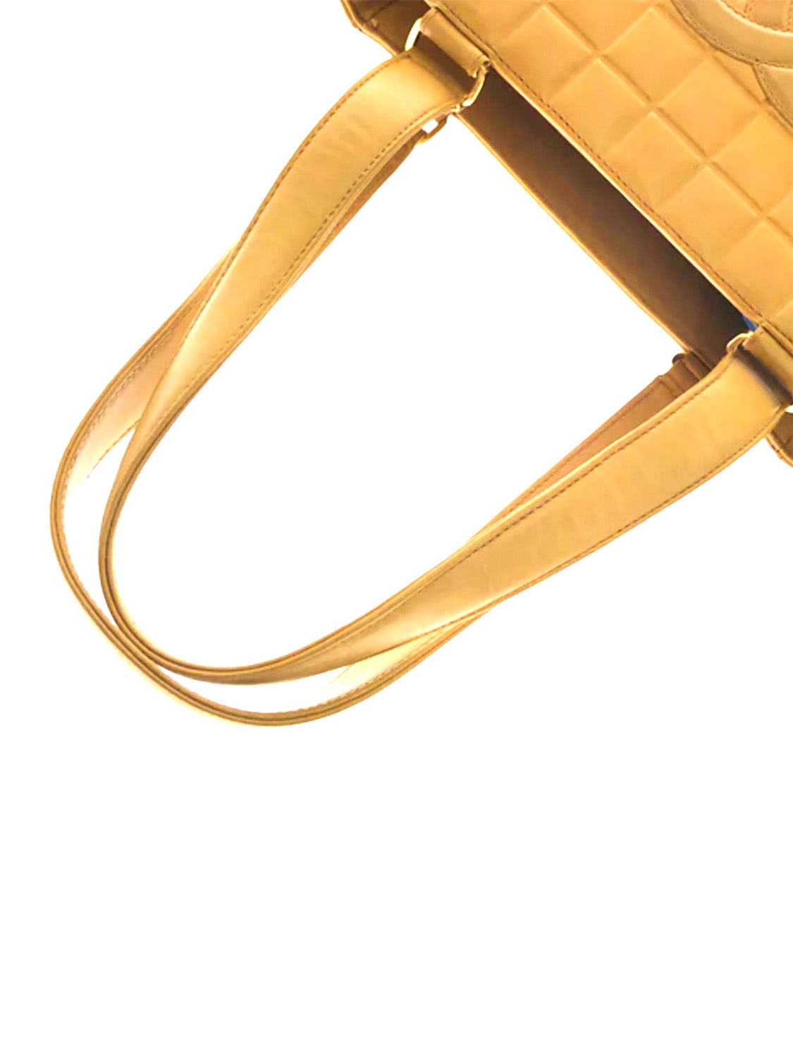 Chanel Tan Yellow CC Grid Shoulder Tote Bag · INTO