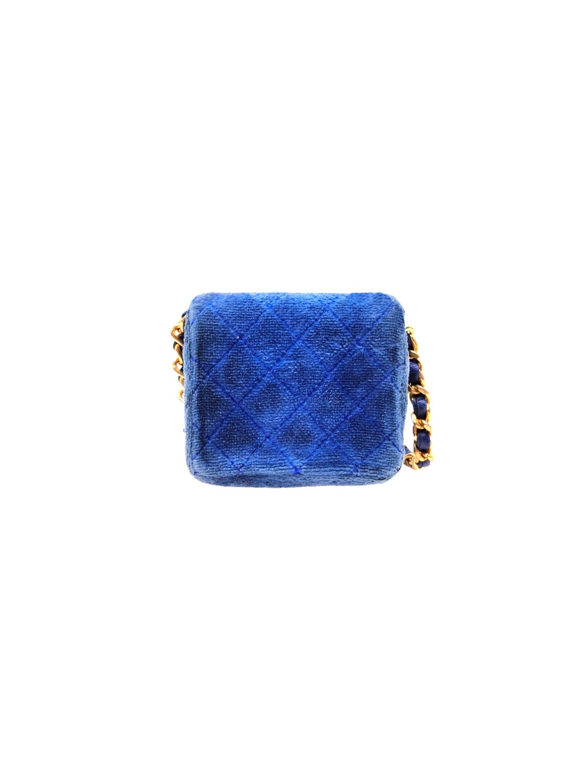 Chanel 2000s Blue Terrycloth Mini Square Flap