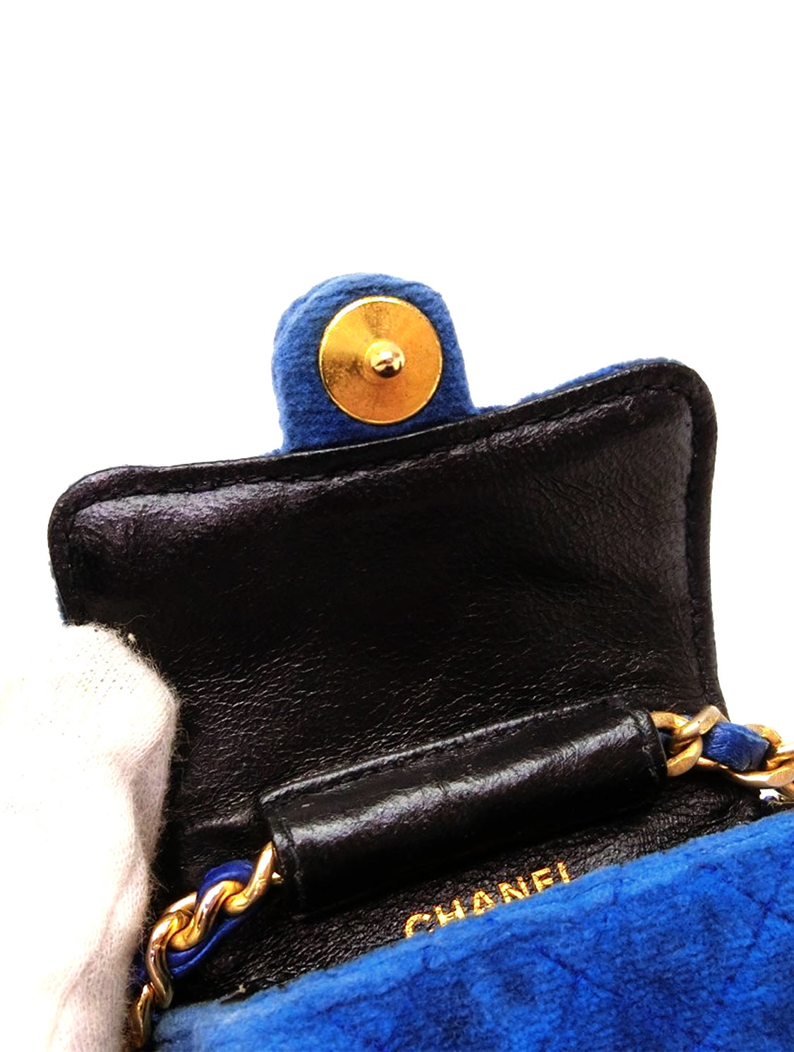 Chanel 2000s Blue Terrycloth Mini Square Flap