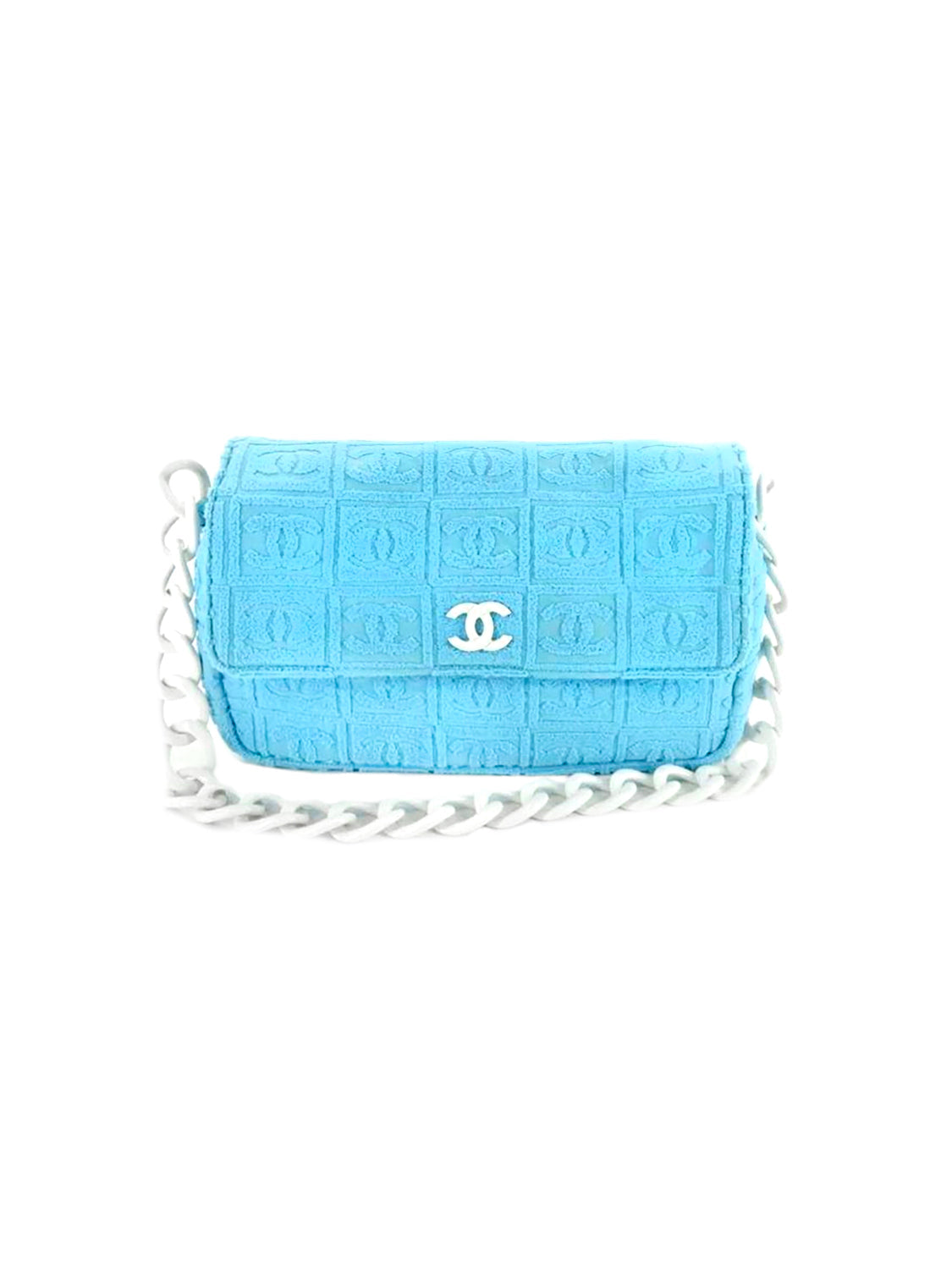Chanel Sports Rare Blue Terrycloth Monogram Flap