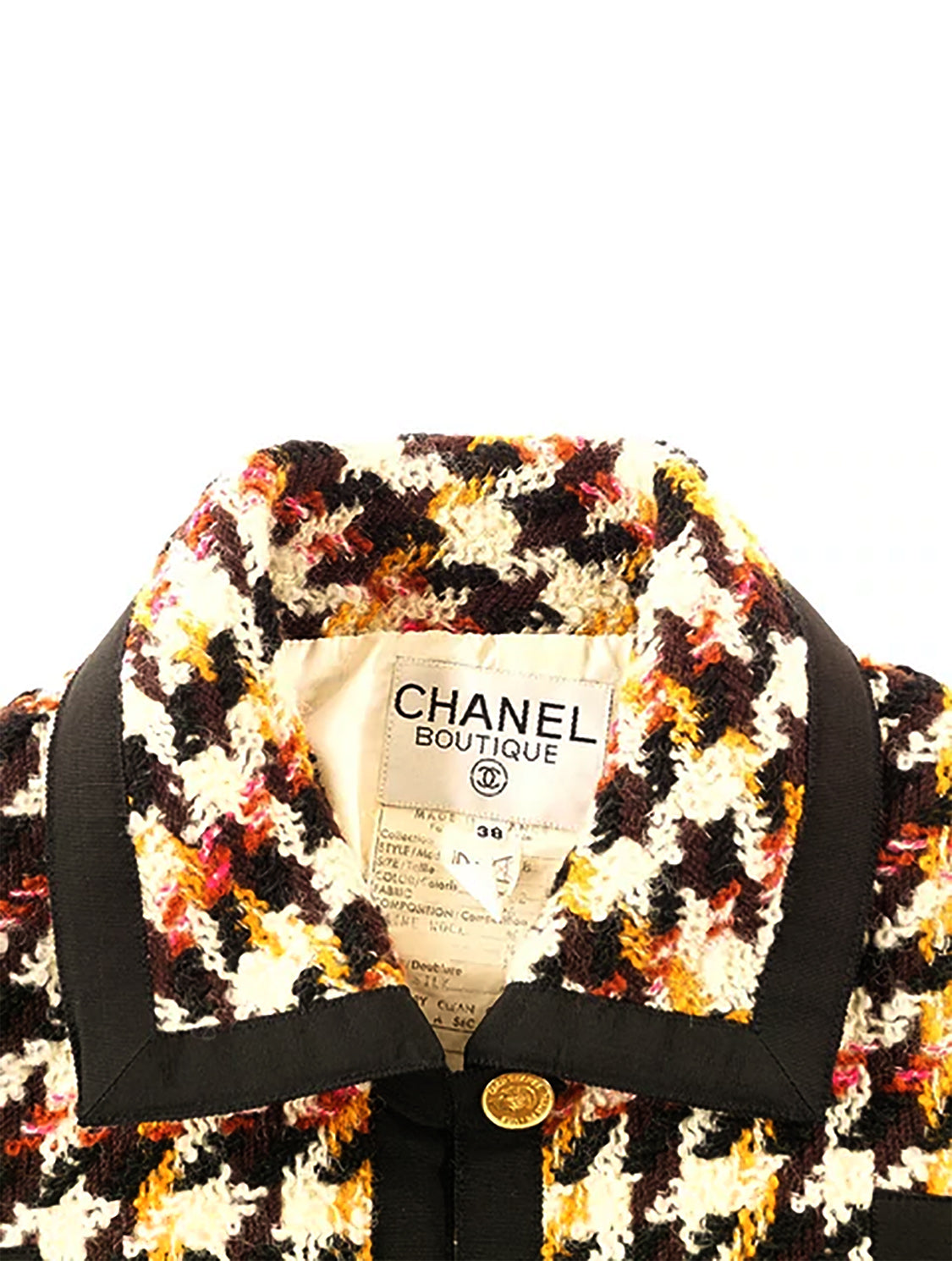 La petite veste noire tweed blazer Chanel Brown size 36 FR in Tweed -  30461261