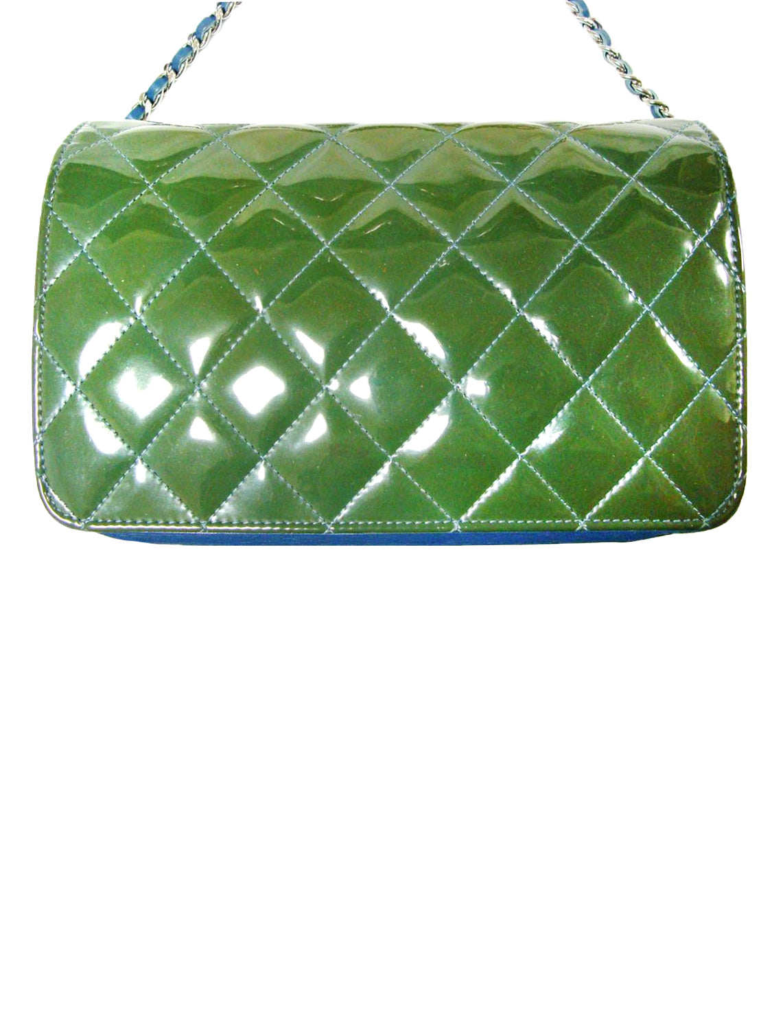 Chanel Rare FW 2011 Green Vinyl Patent Wallet on Chain · INTO