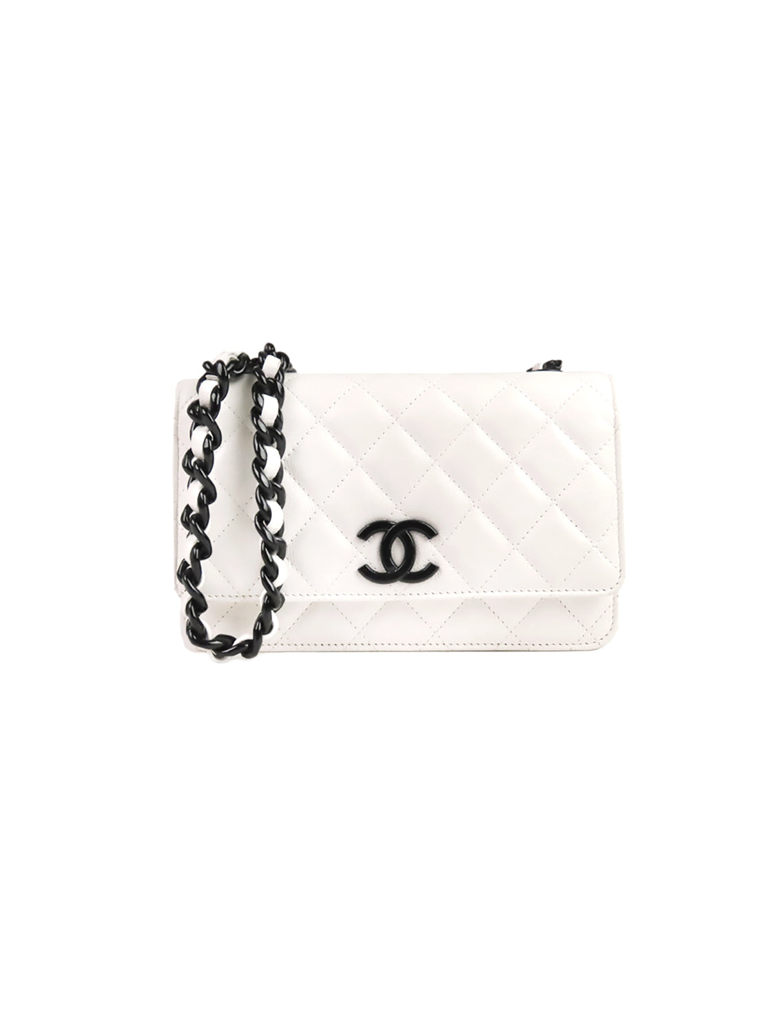 Chanel 2020 White and Black Leather Flap Bag