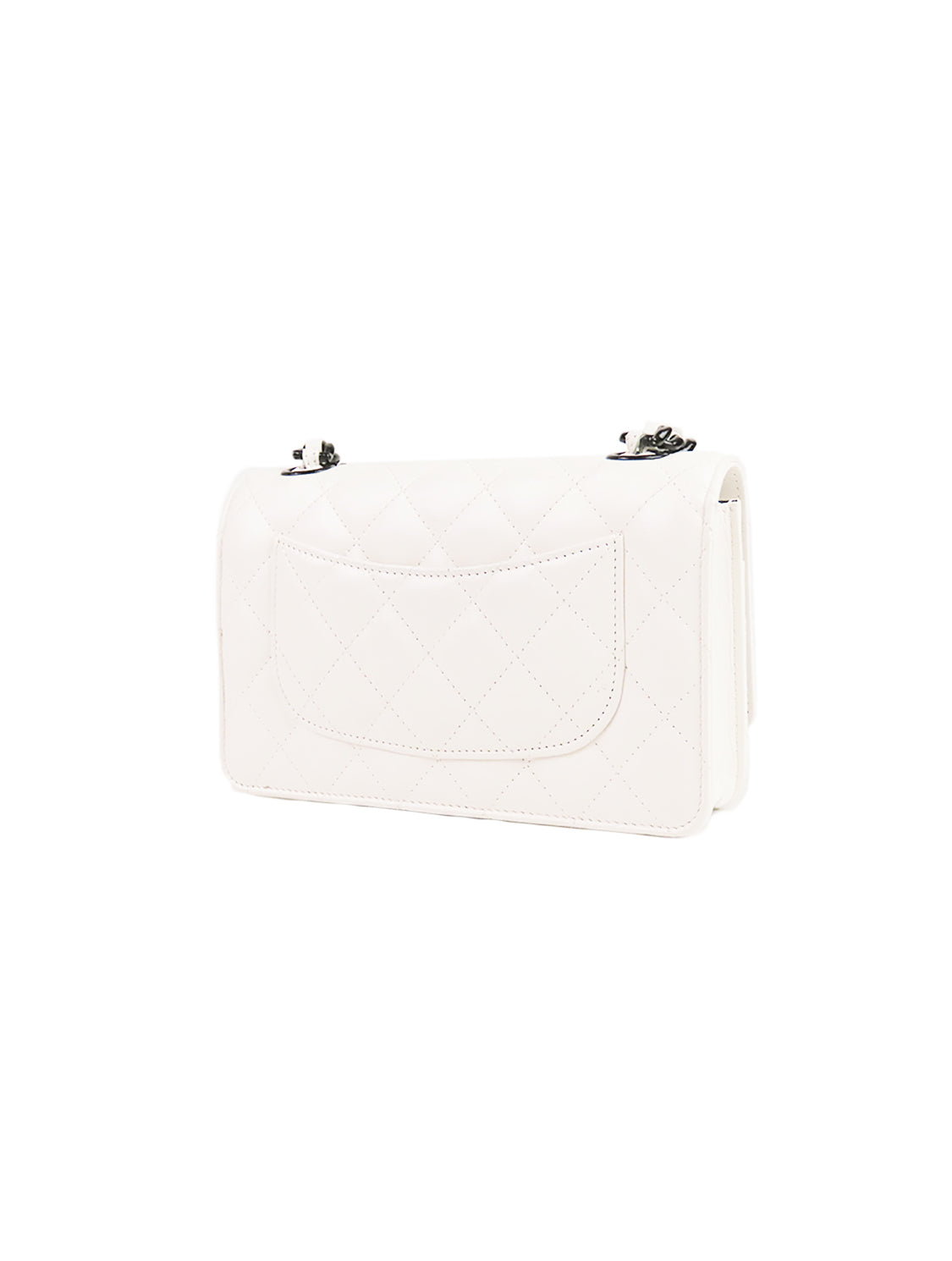 White leather flap purse