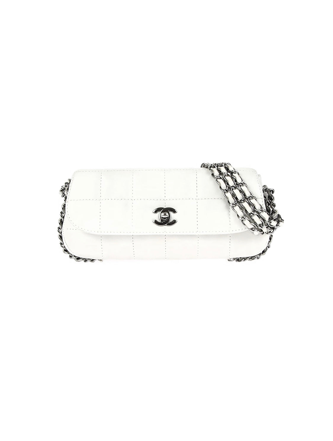 CHANEL  AIRPLANE PRINTED CANVAS WITH SILVER-TONE METAL SHOULDER