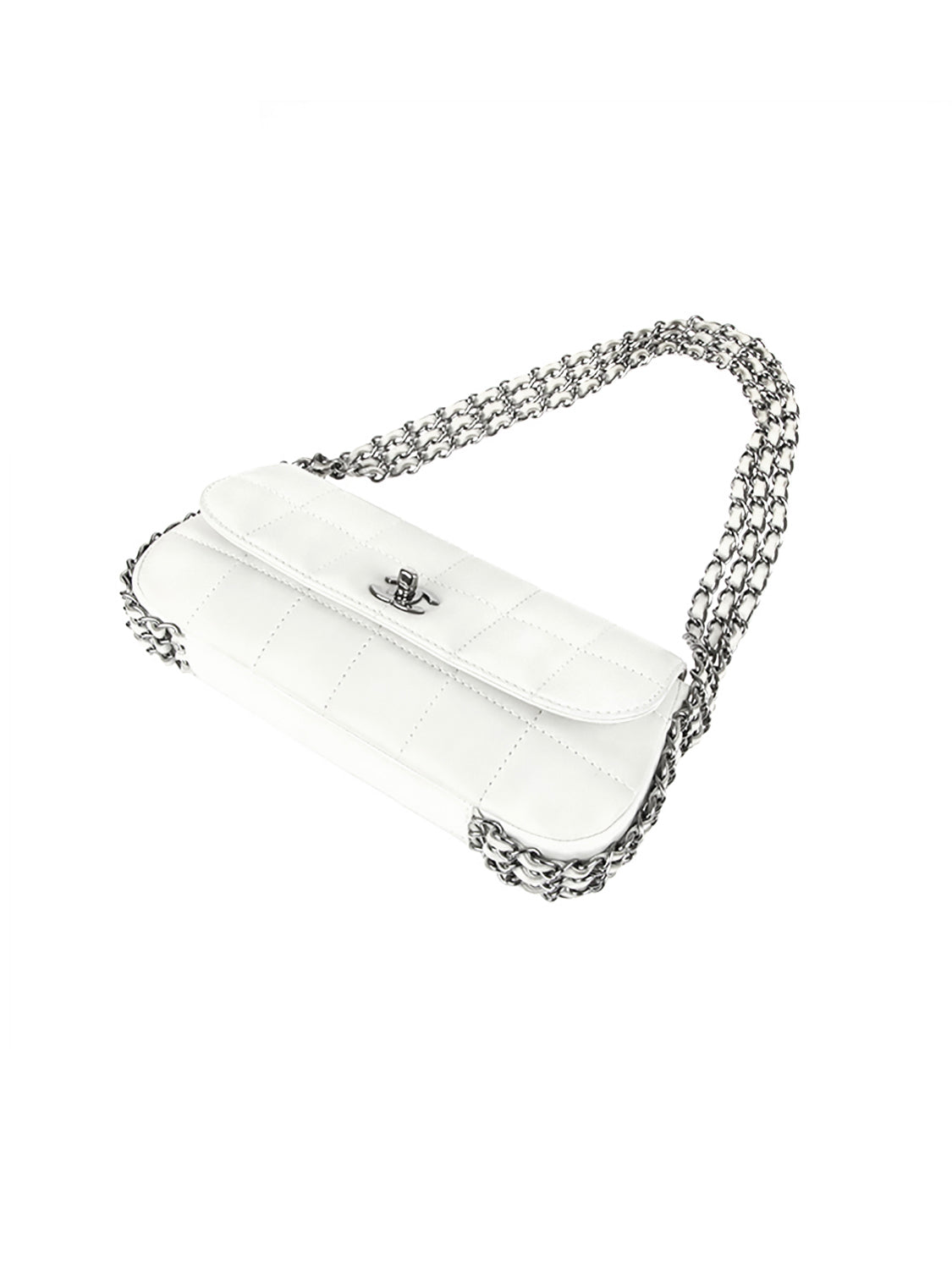 Chanel Silver Leather Jumbo Luxe Ligne Flap Bag Chanel