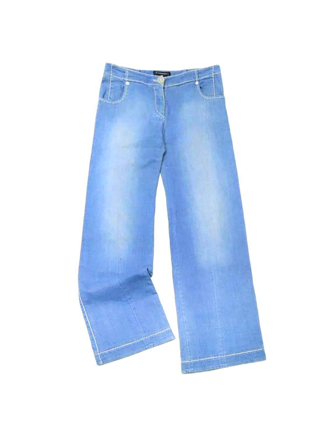 Chanel 2008 FW Rare Blue Denim Wide Leg Jeans · INTO