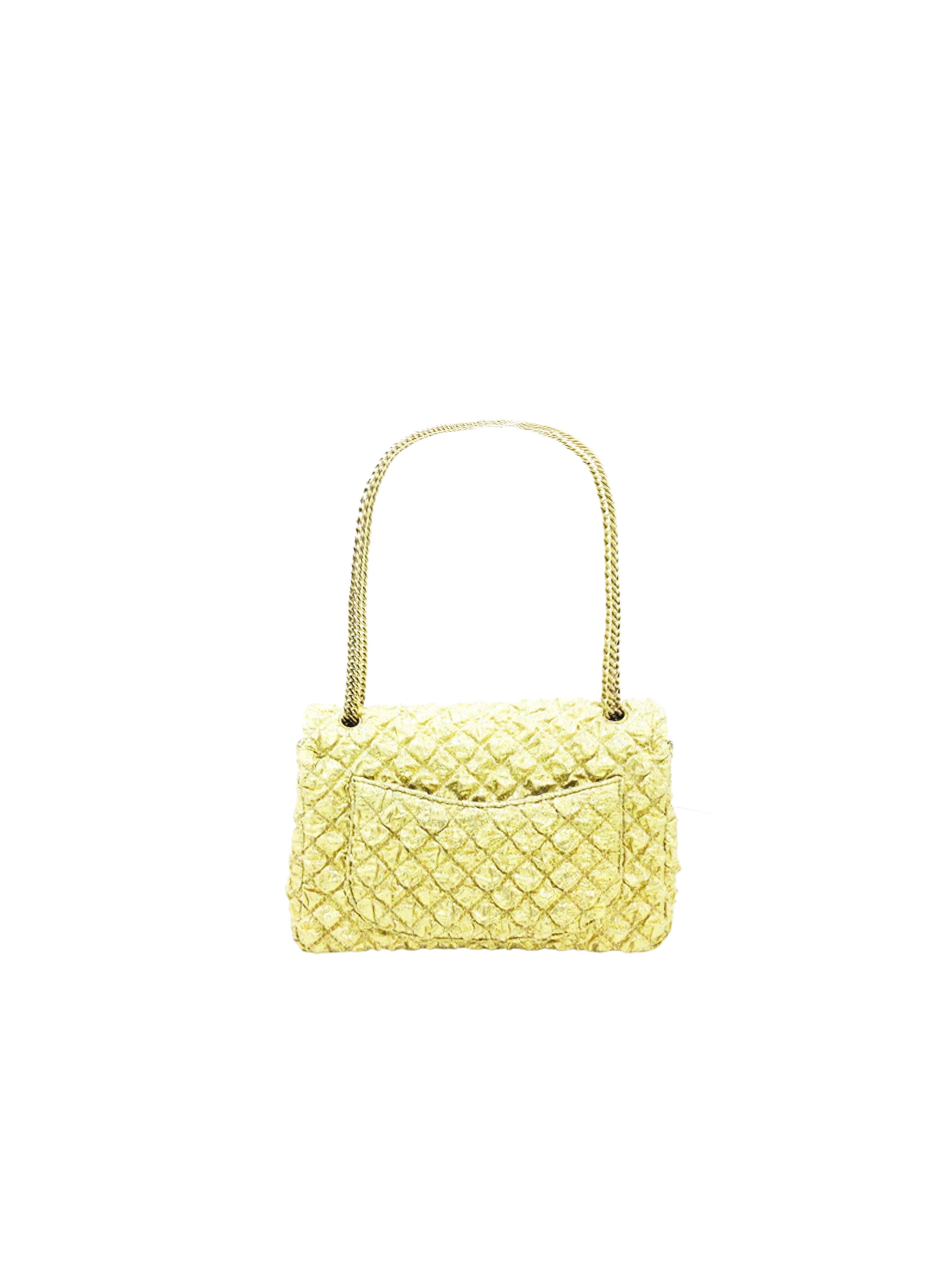 Chanel Ruched Gold Rare Flap Bag · INTO