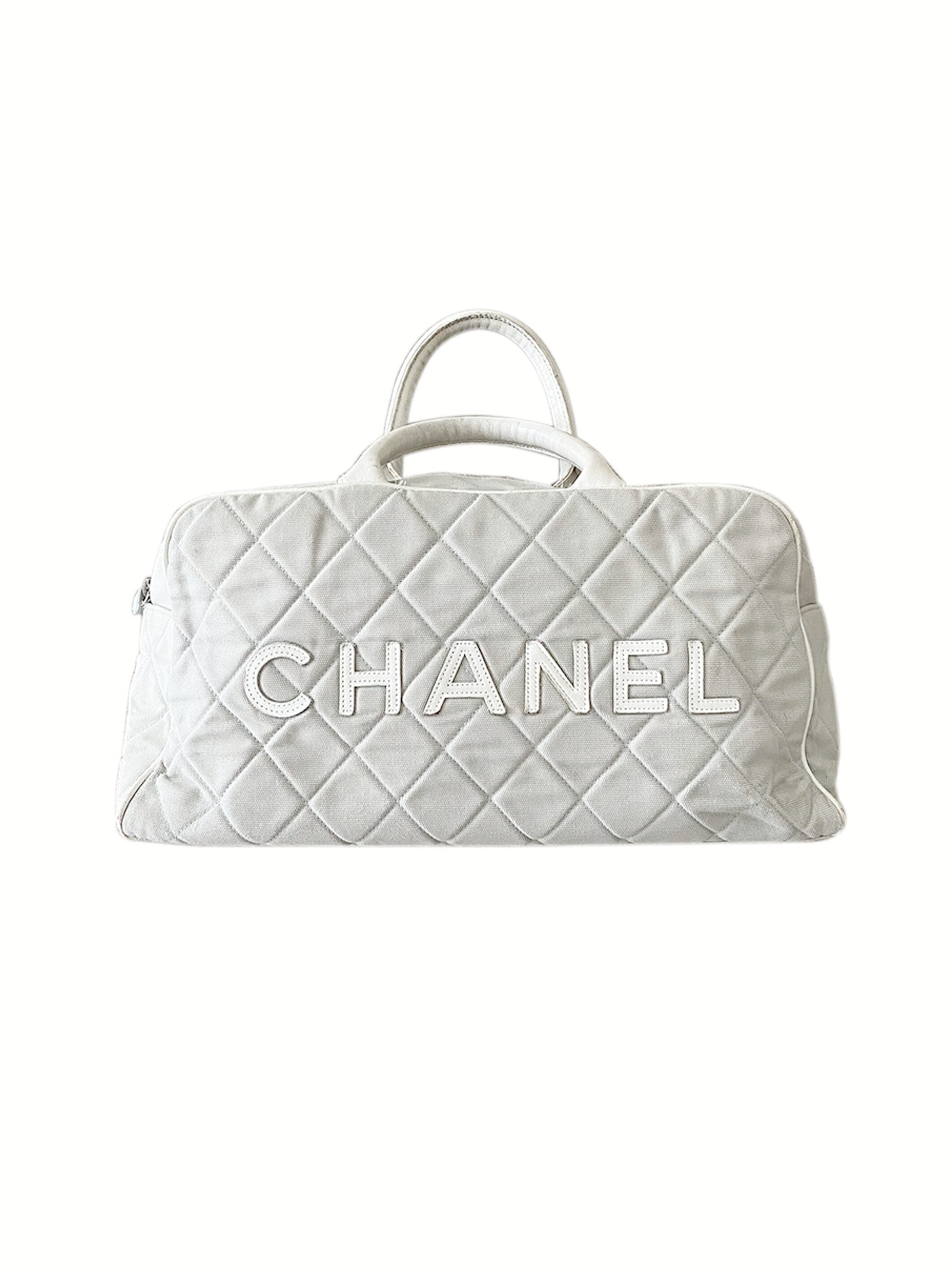 Chanel White Quilted Sports Duffle