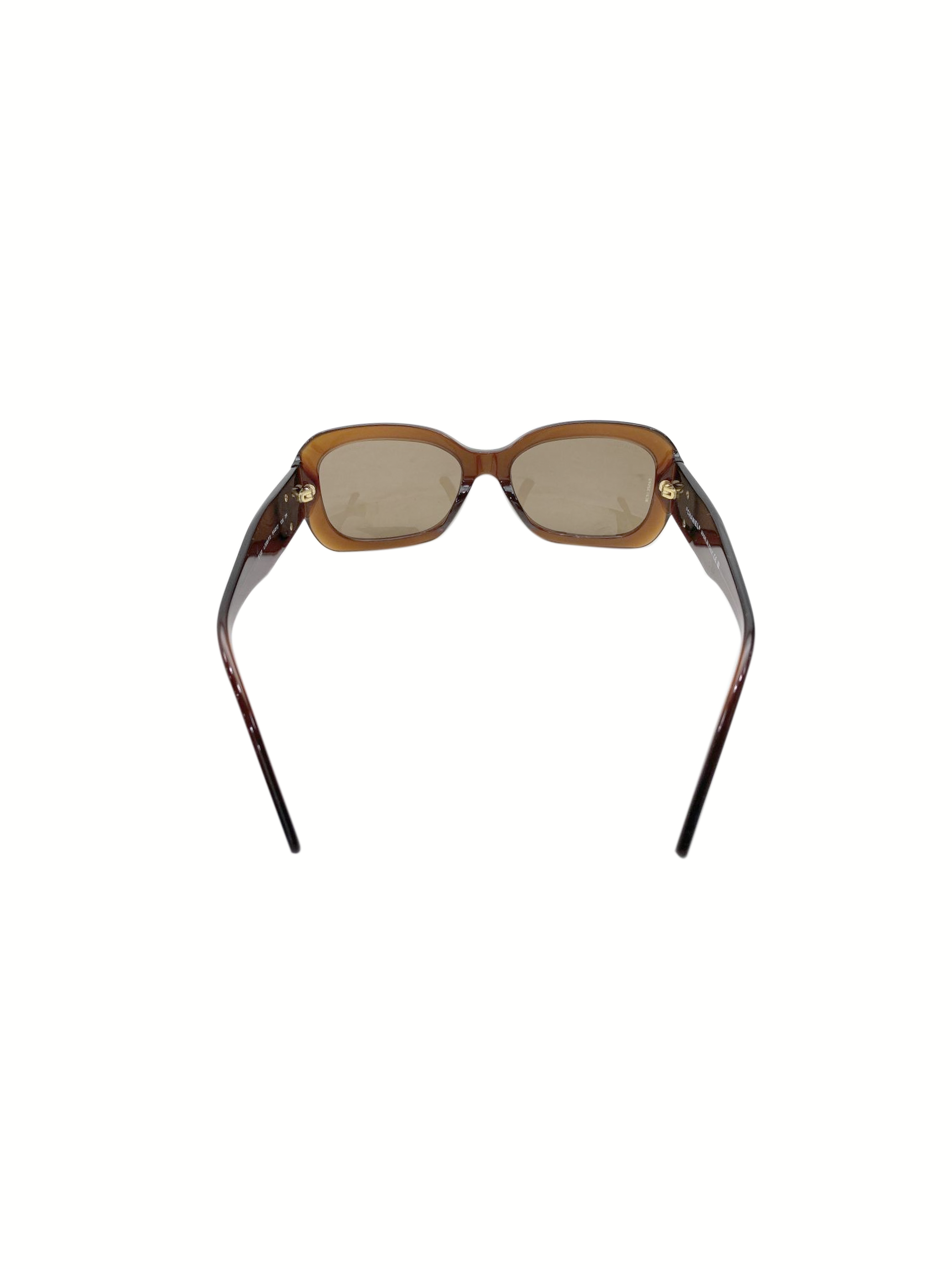 Chanel 2000s Brown Mix Resin Sunglasses