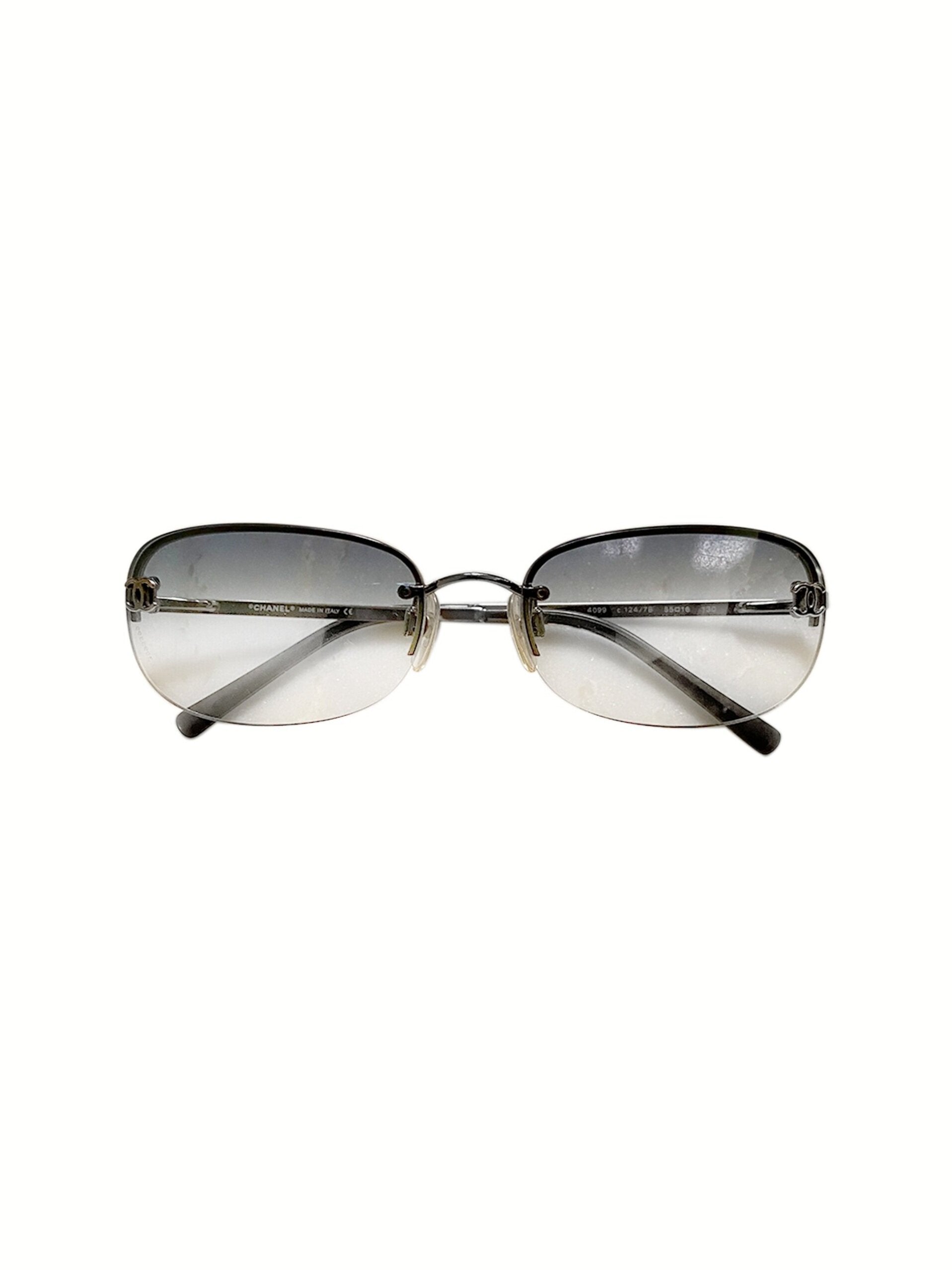 Chanel 2000s Brown Gradient CC Rhinestone Sunglasses · INTO