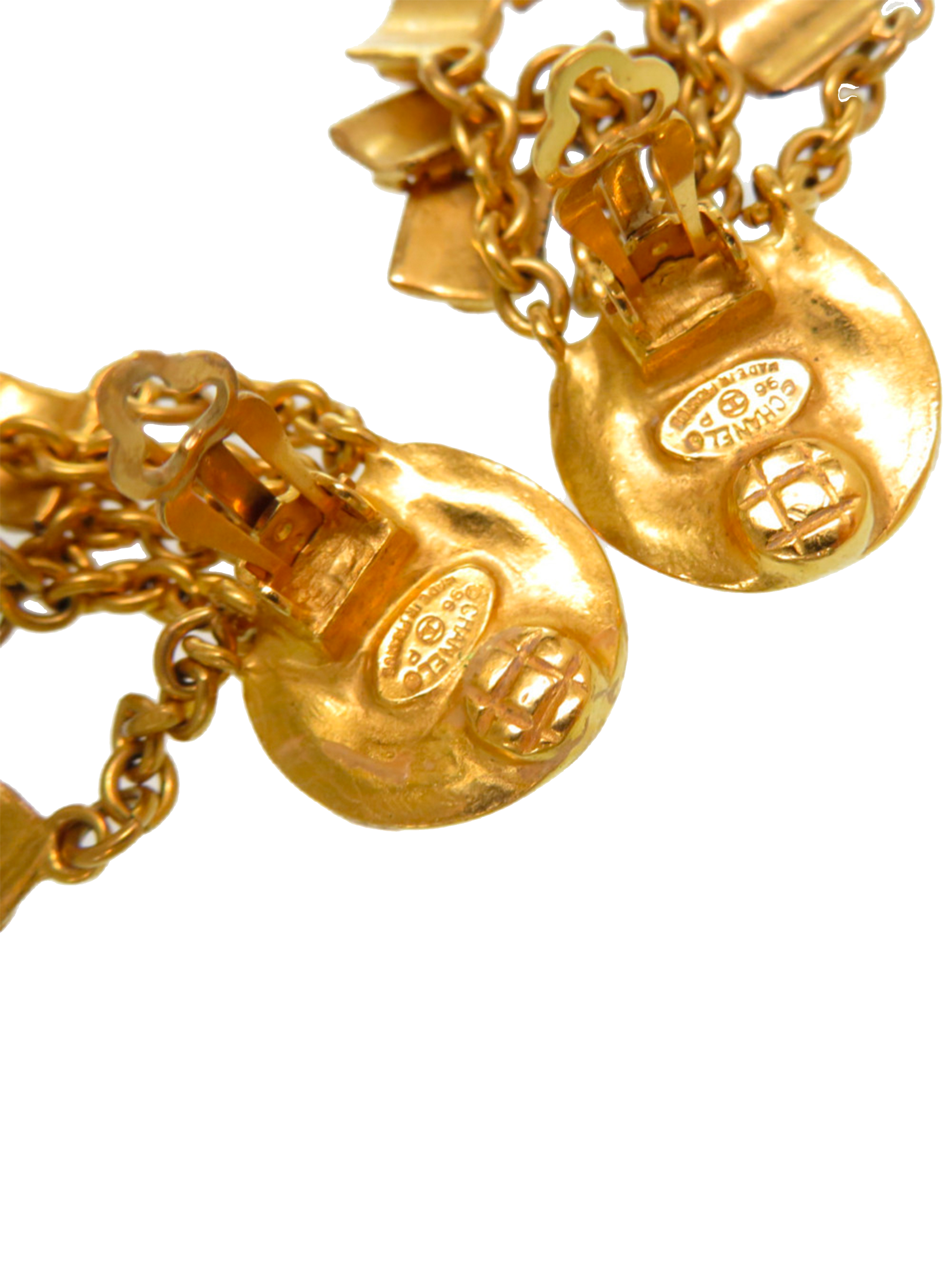 Chanel 1990s Rare Gold Coin Chandelier Clip-on Earrings