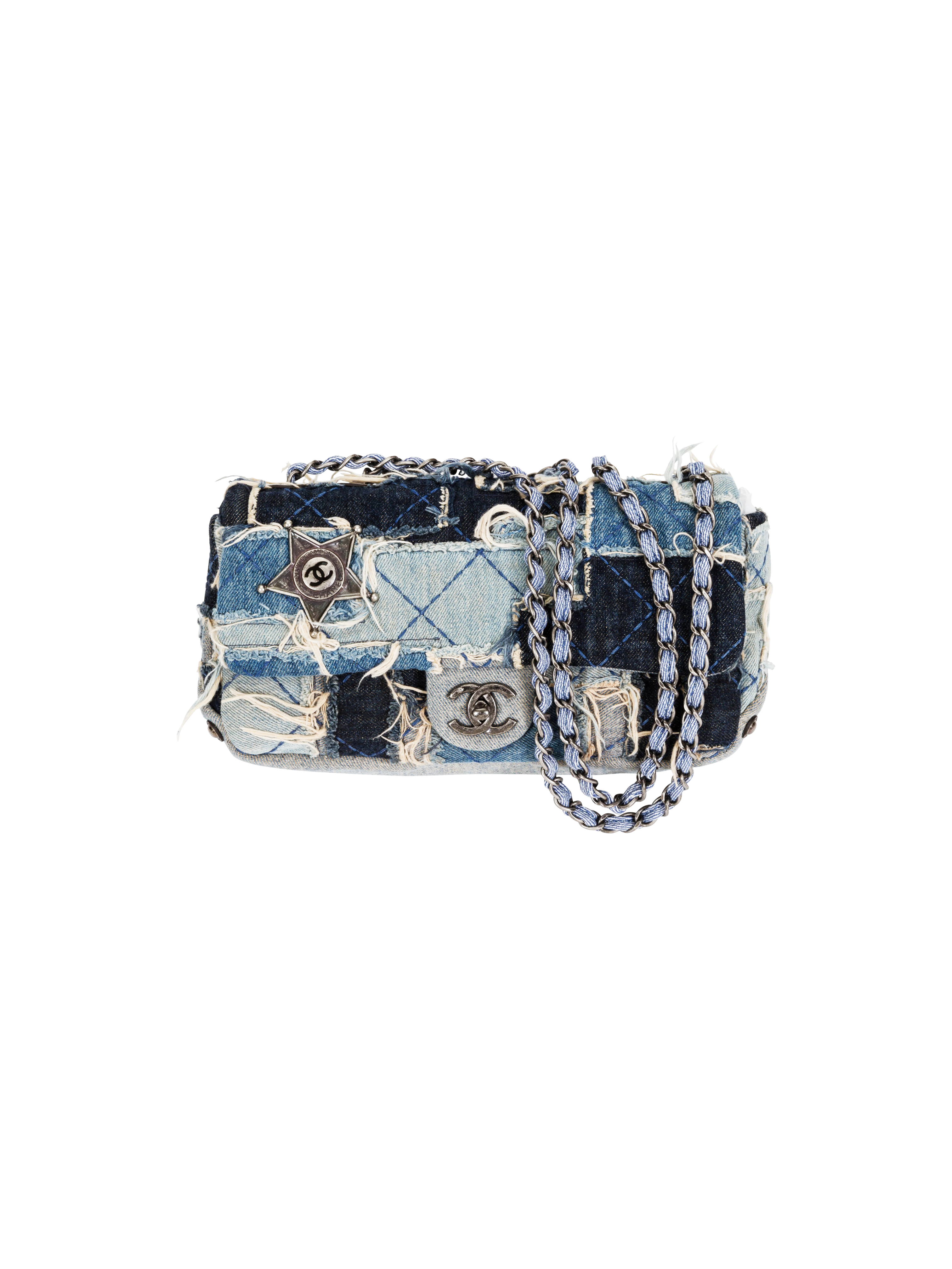 Blue Denim Paris Dallas Flap Bag Aged Silver Hardware, 2014