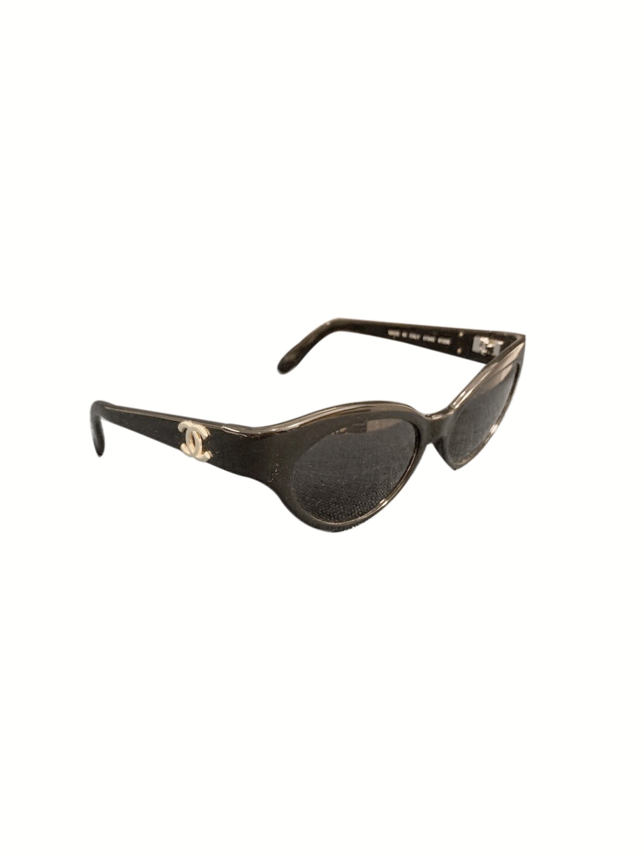 Chanel 2000s Black CC Gold Sunglasses · INTO