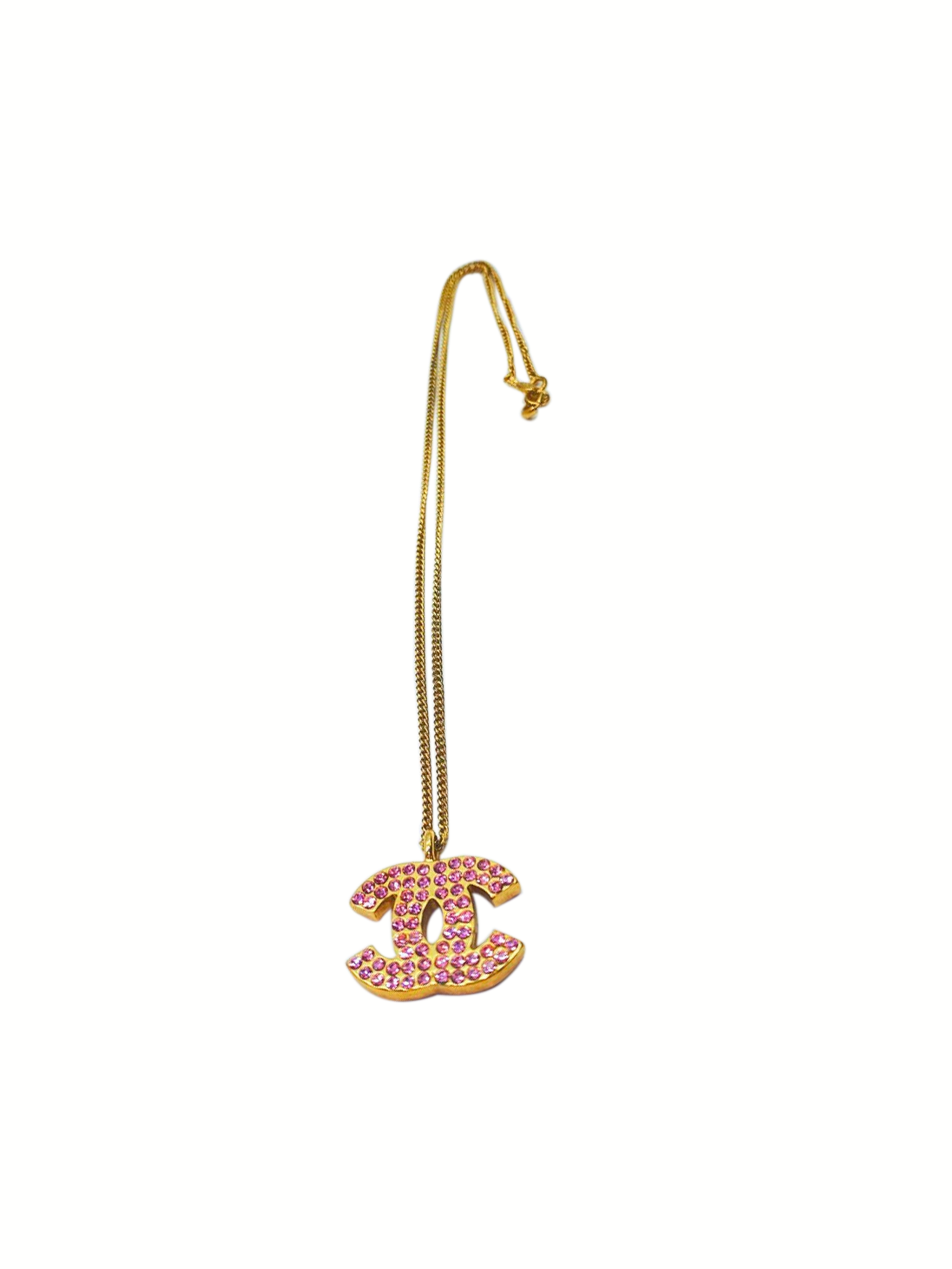 Chanel 2000s Pink CC Charm Necklace