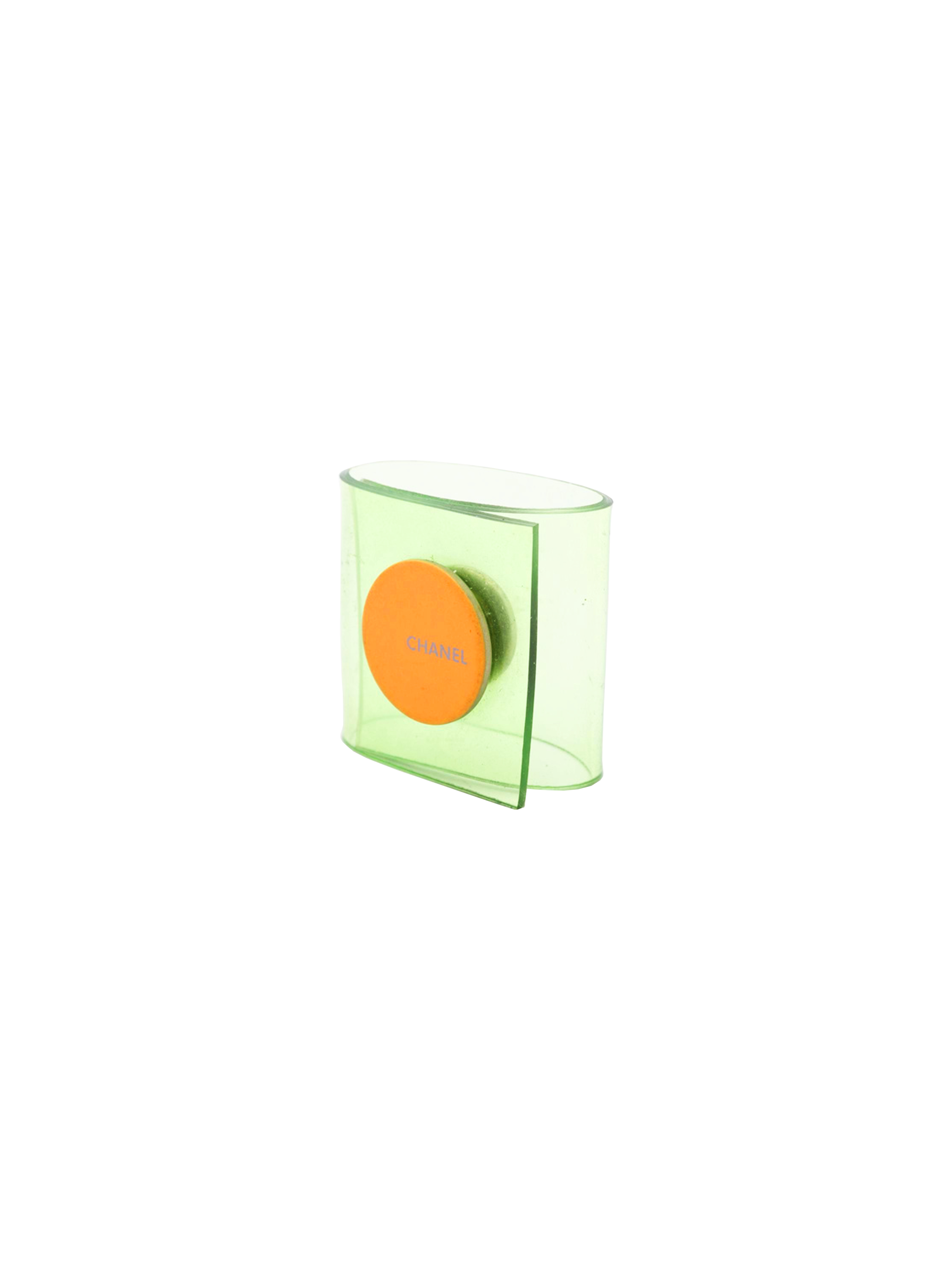 Chanel 2000s Green Vinyl Ring Orange Logo