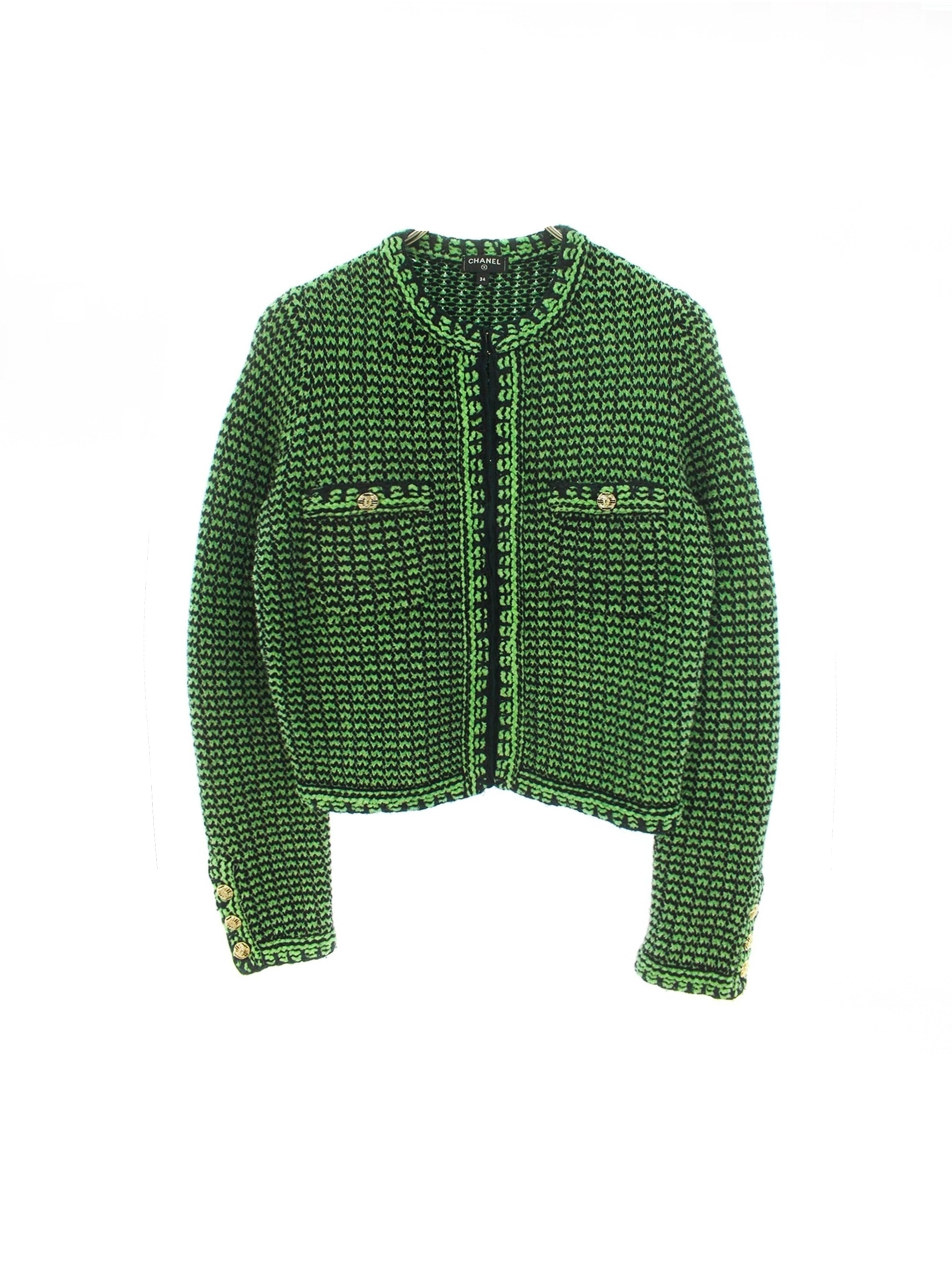 Chanel Green Tweed Jacket  hkvintage