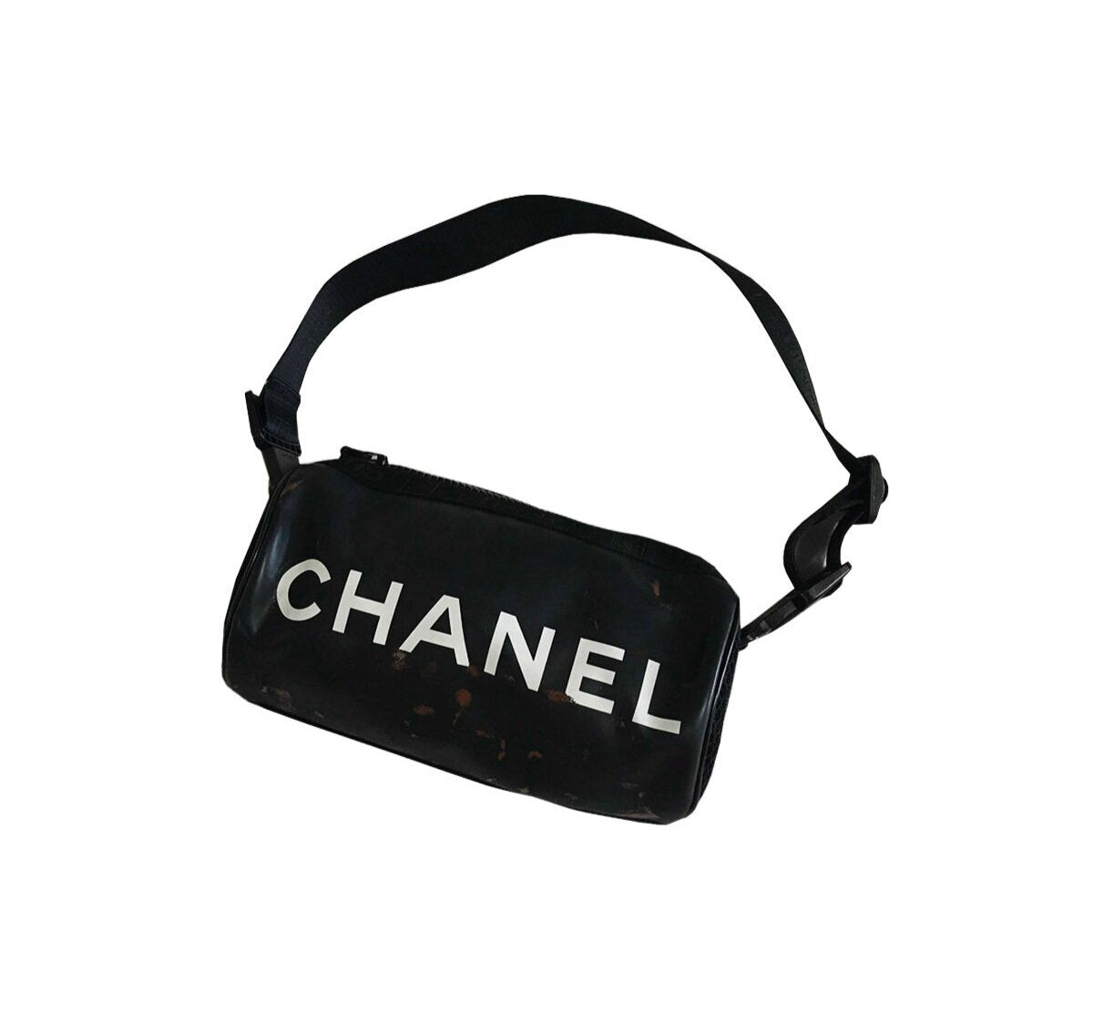 CHANEL, Bags, Chanel Black Vinyl Mesh Sports Line Duffle Bag