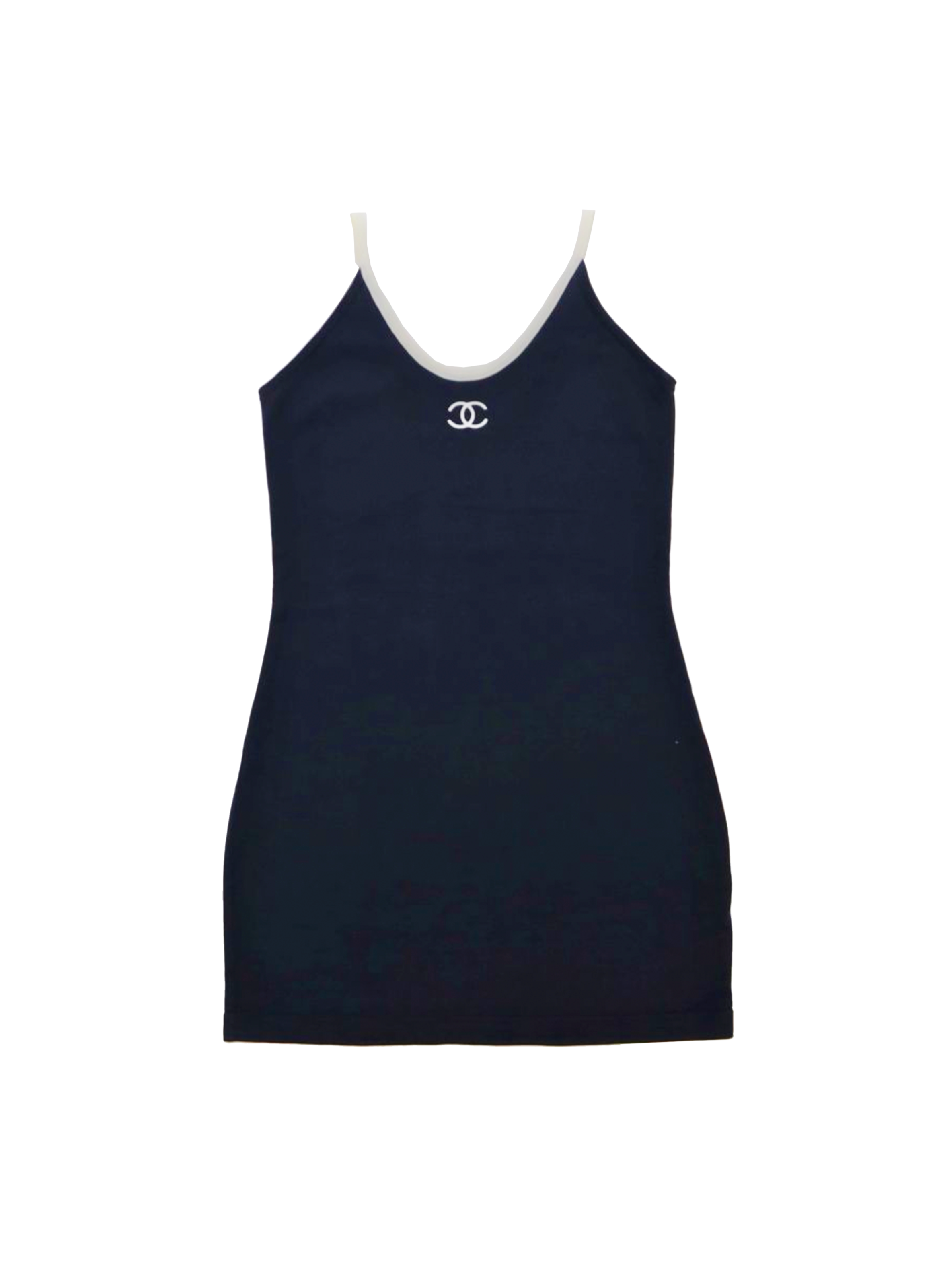 Chanel Ultra Rare Navy Knit Dress/Camisole · INTO