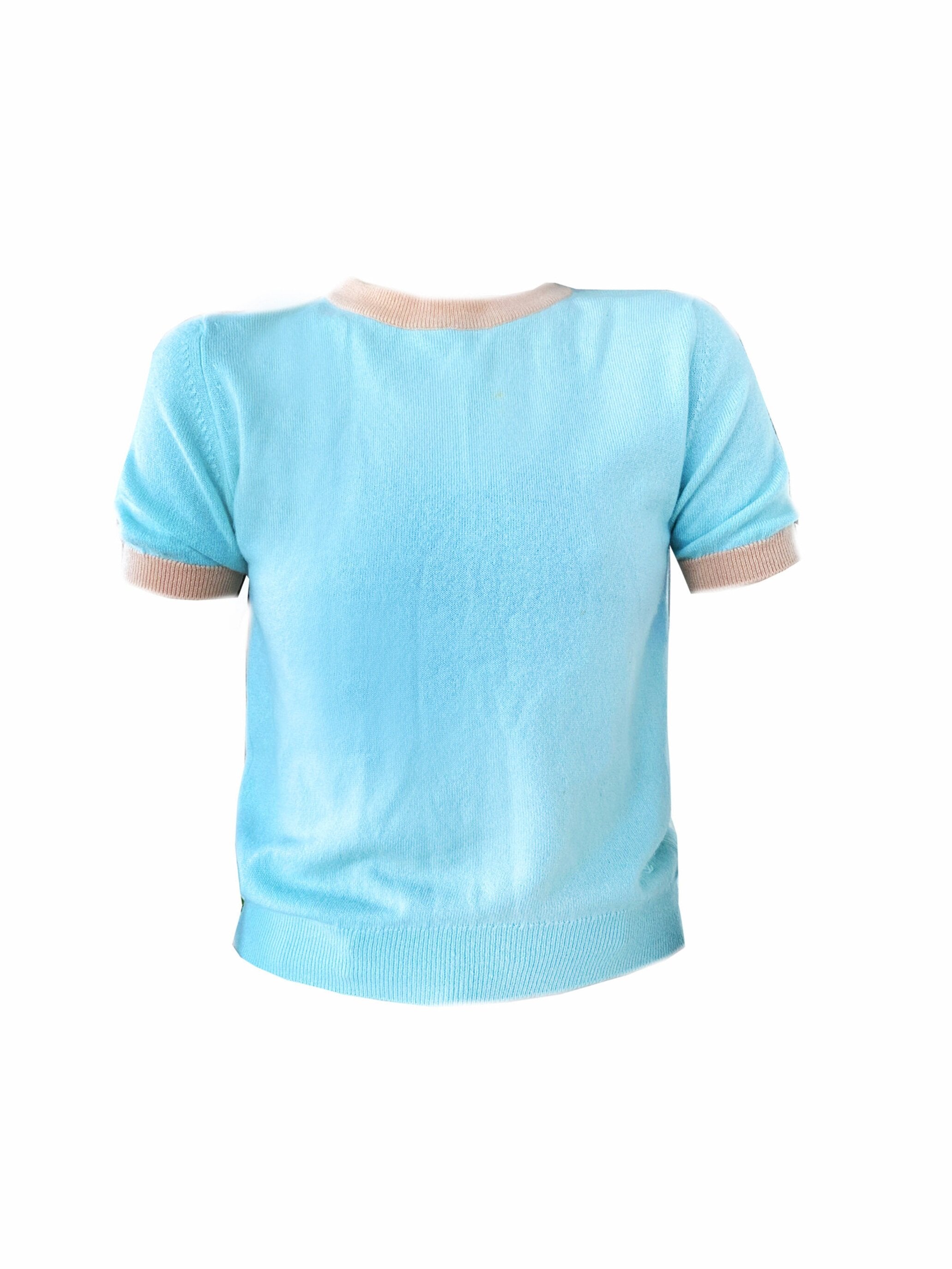 Chanel 2000s Rare Cashmere Light Blue T-Shirt