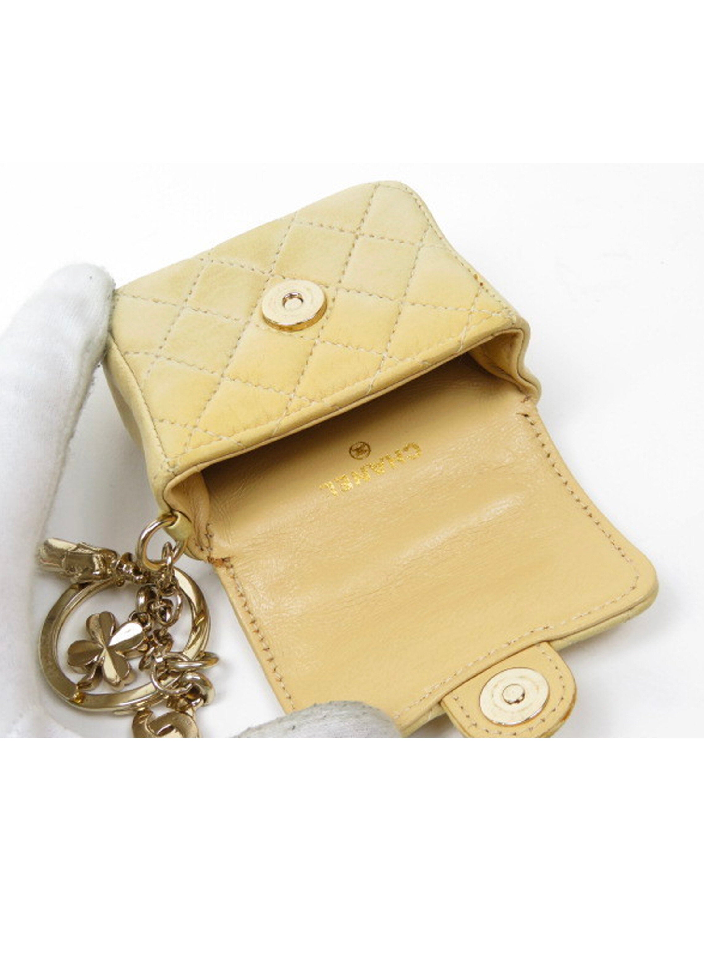 White Quilted Lambskin Micro Belt Bag Gold Hardware, 2002-2003