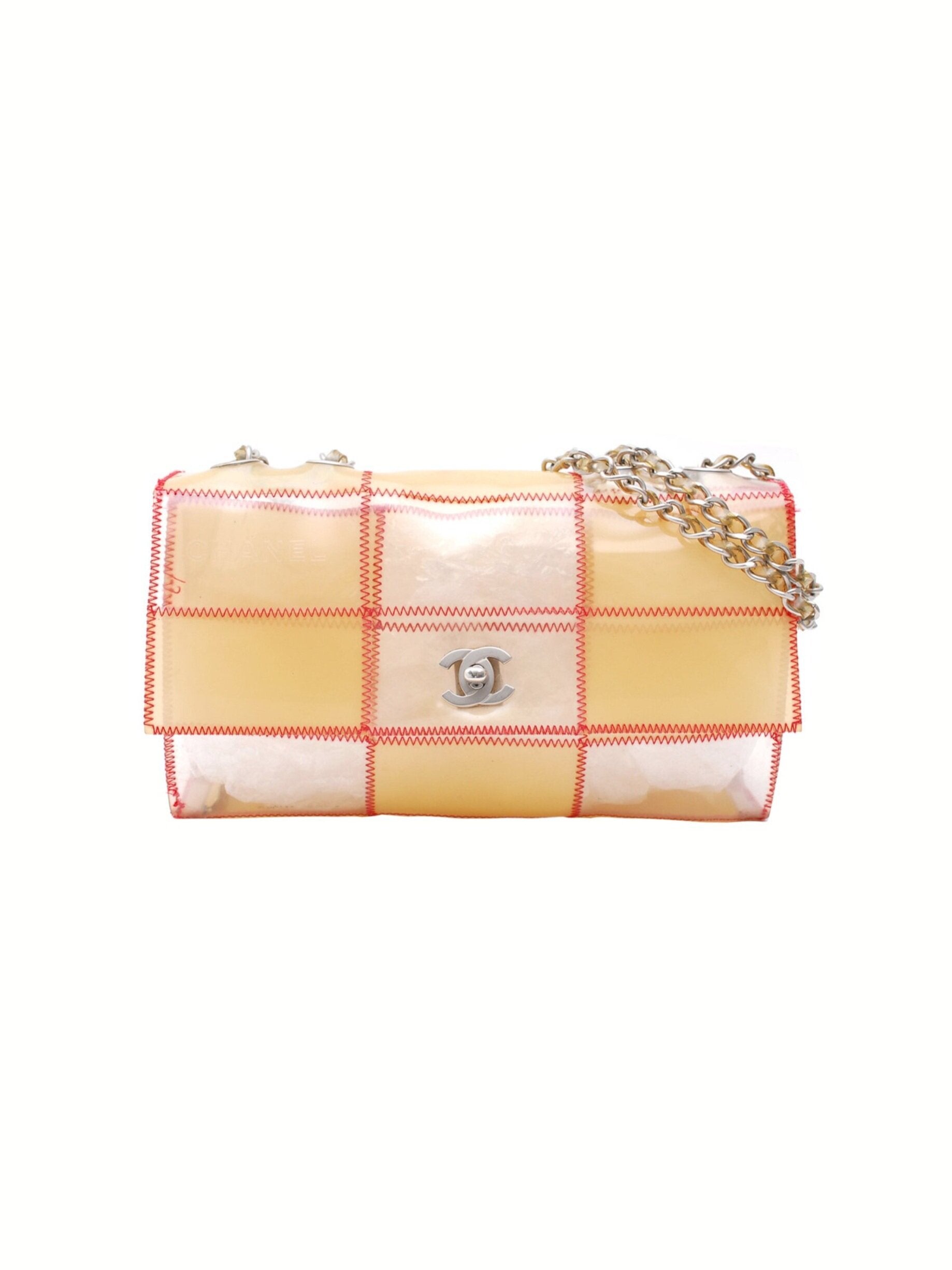 Chanel 2010s Clear Orange Vinyl Flap Bag · INTO