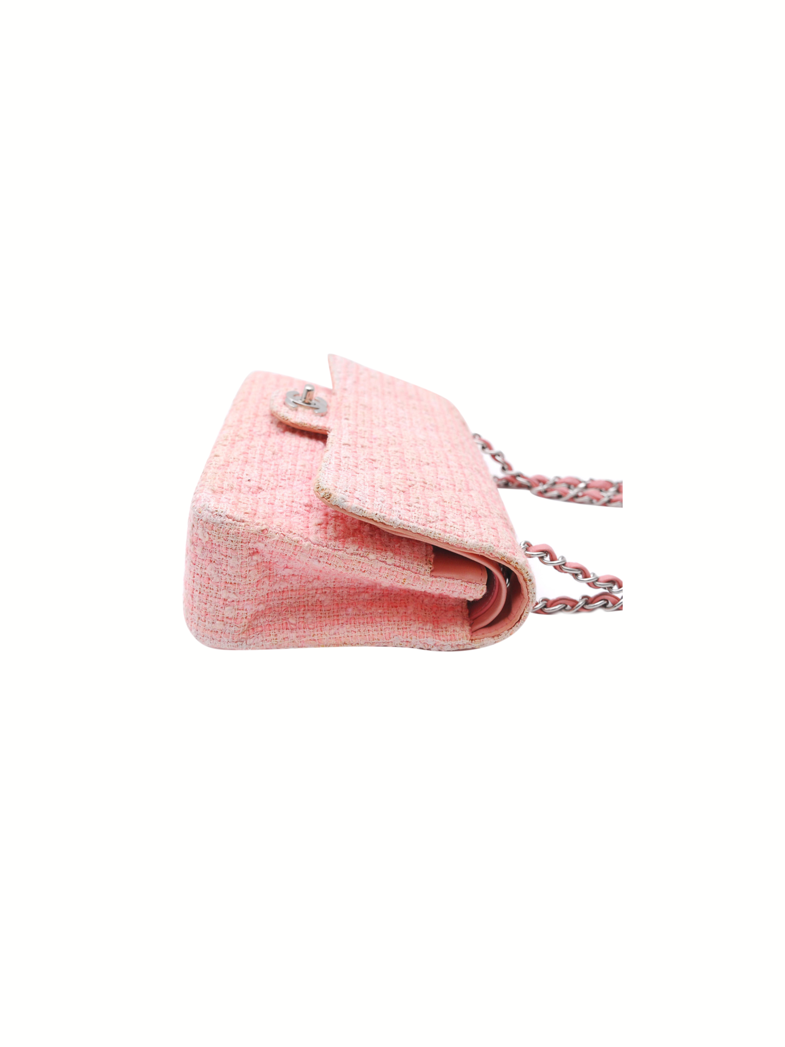 Chanel Pink Tweed Small Classic Flap Shoulder Bag Chanel