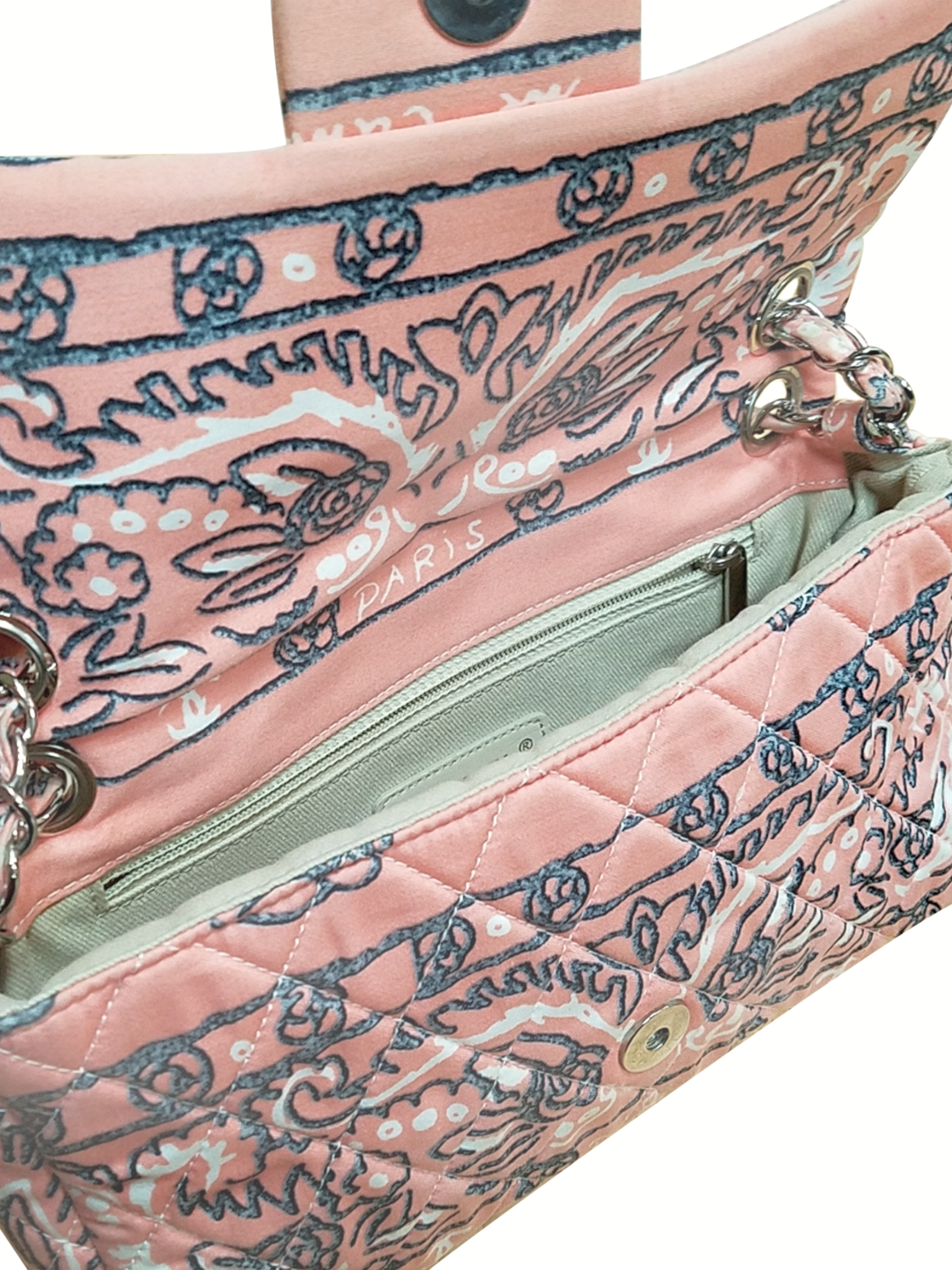 CHANEL Bandana Pattern CC Hand Bag Pouch Rose Pink Ex++ Rare
