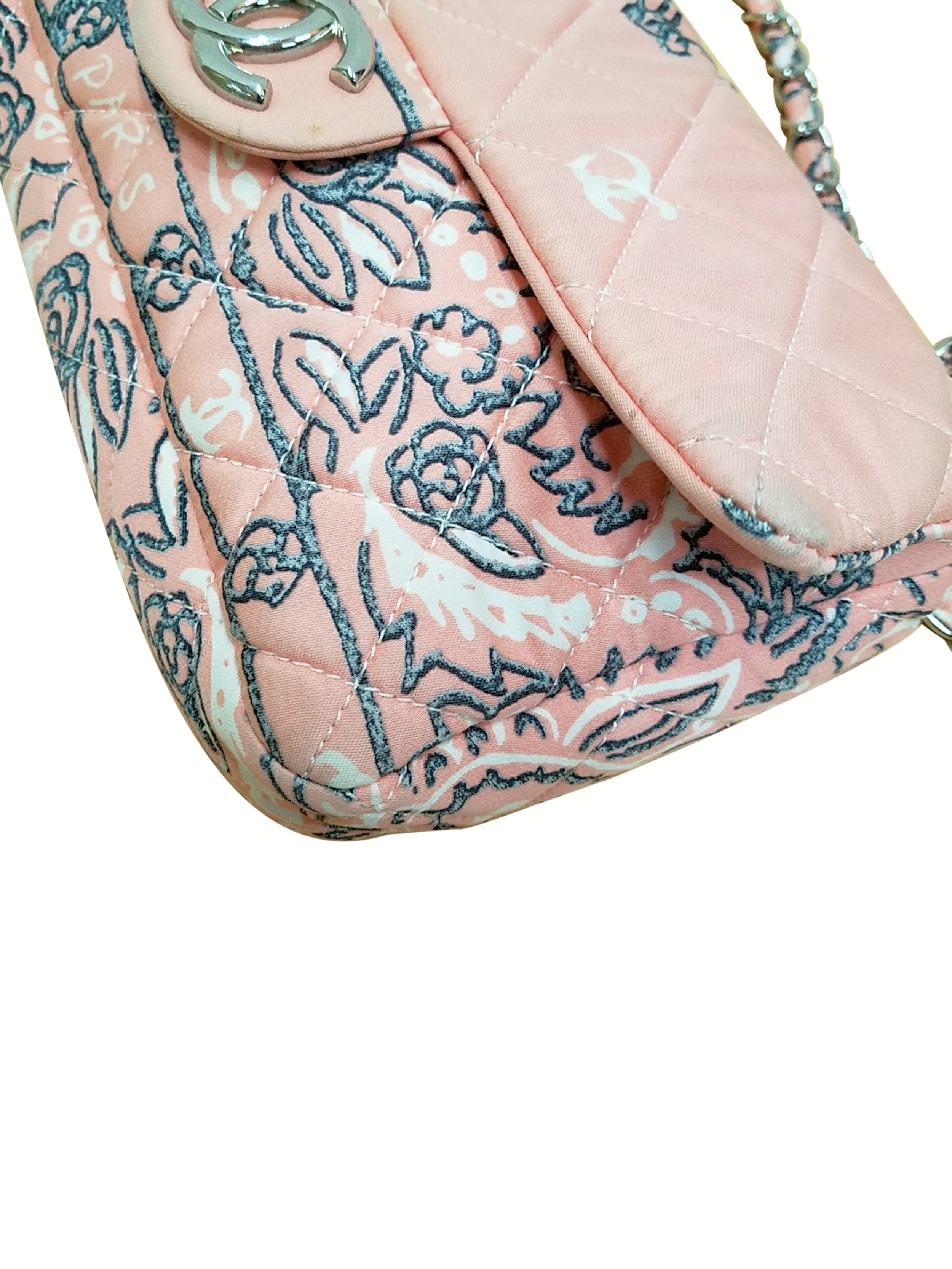CHANEL Bandana Pattern CC Hand Bag Pouch Rose Pink Ex++ Rare